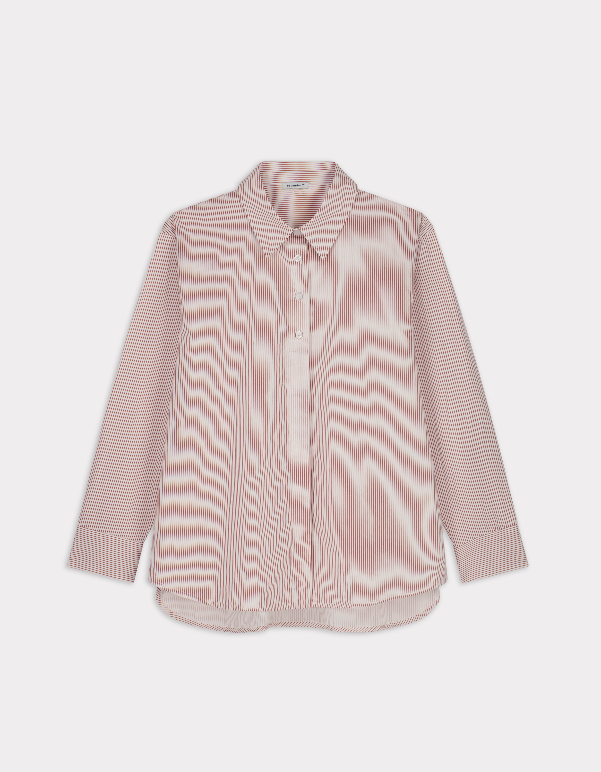Chemise rayée droite - rose