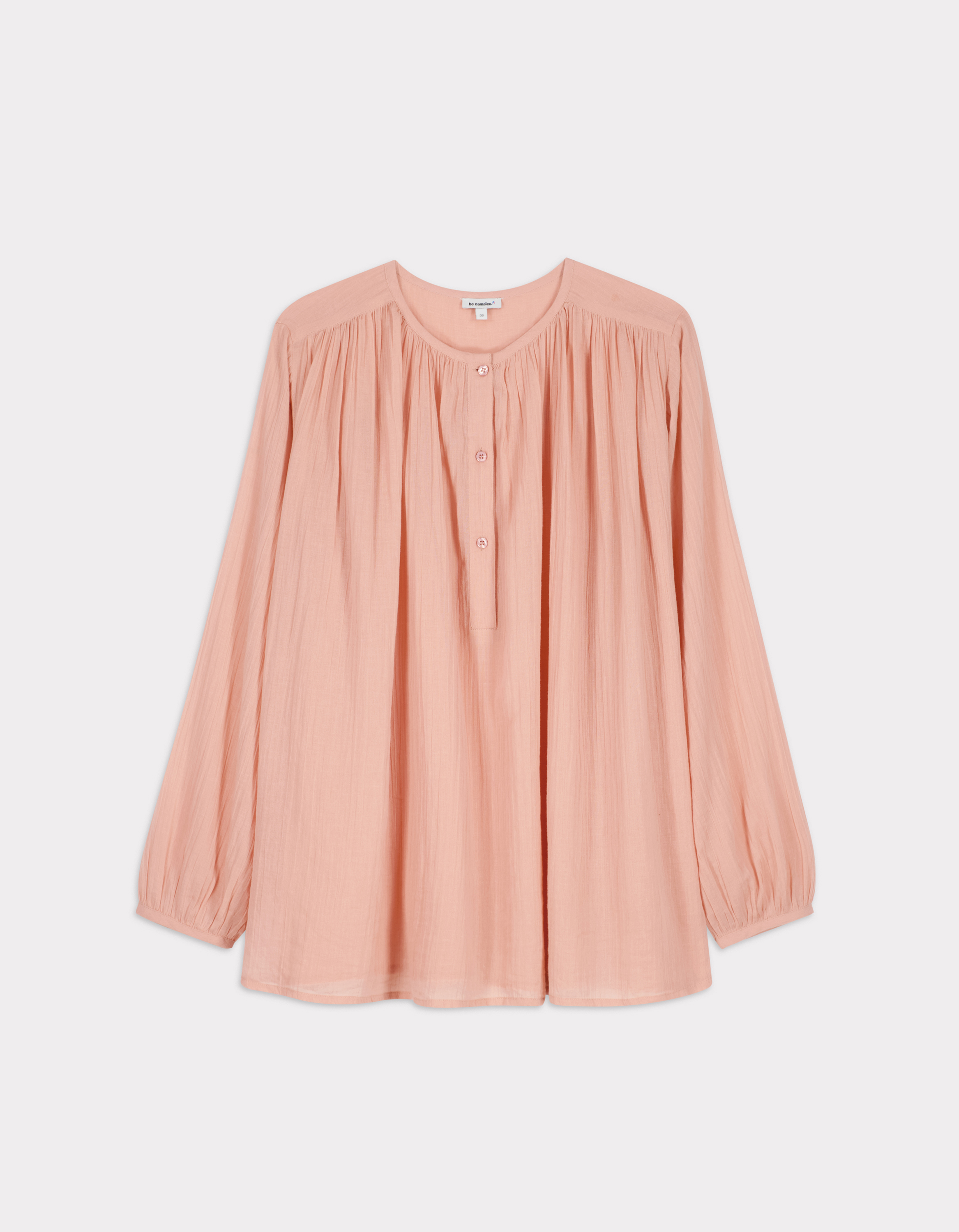 Blouse boutonnée col rond - rose