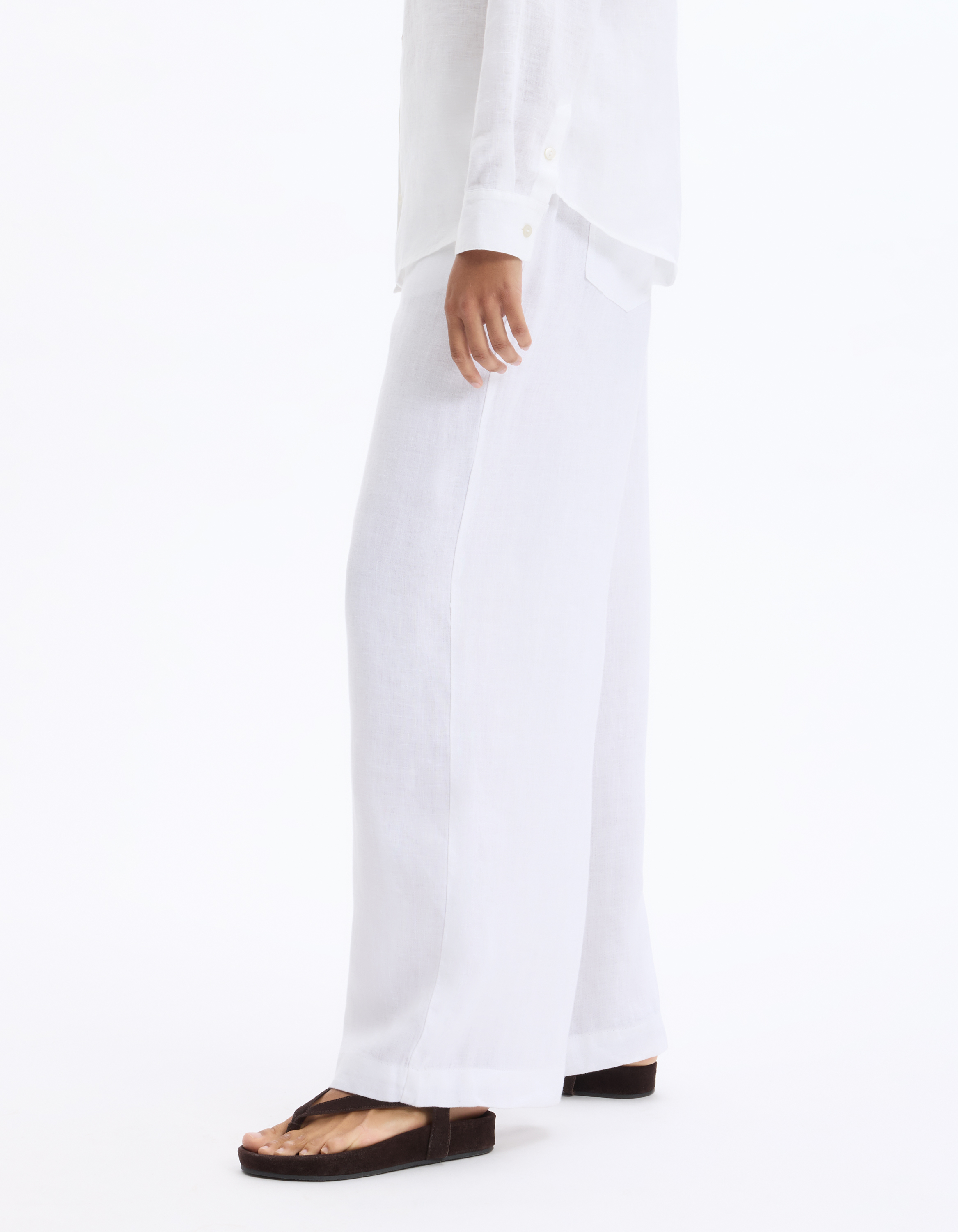 Pantalon en lin - blanc - celio - Modalova