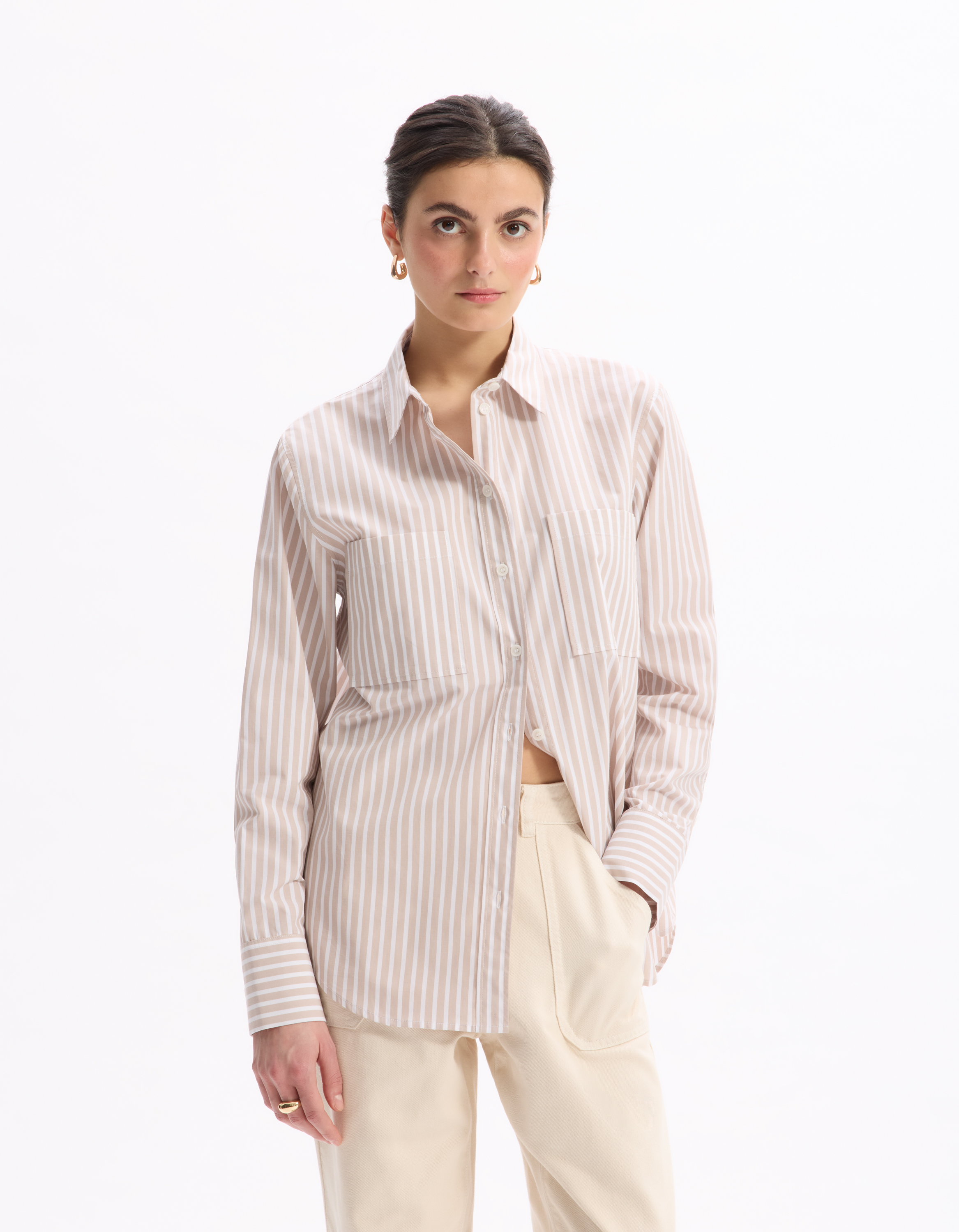 Chemise en coton large - beige - celio - Modalova