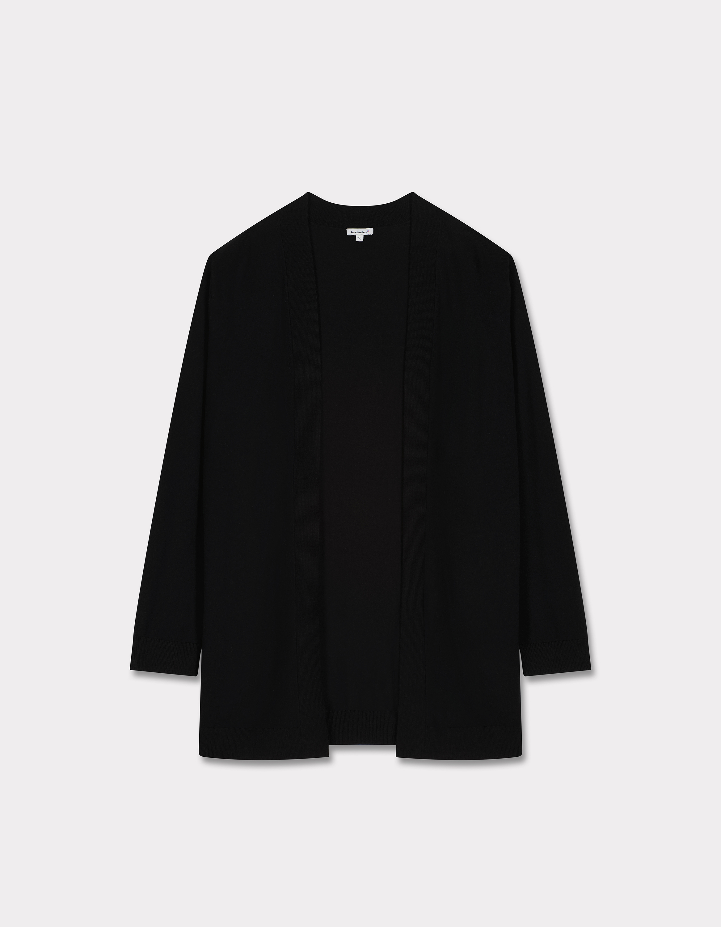 Gilet long en maille fine - noir