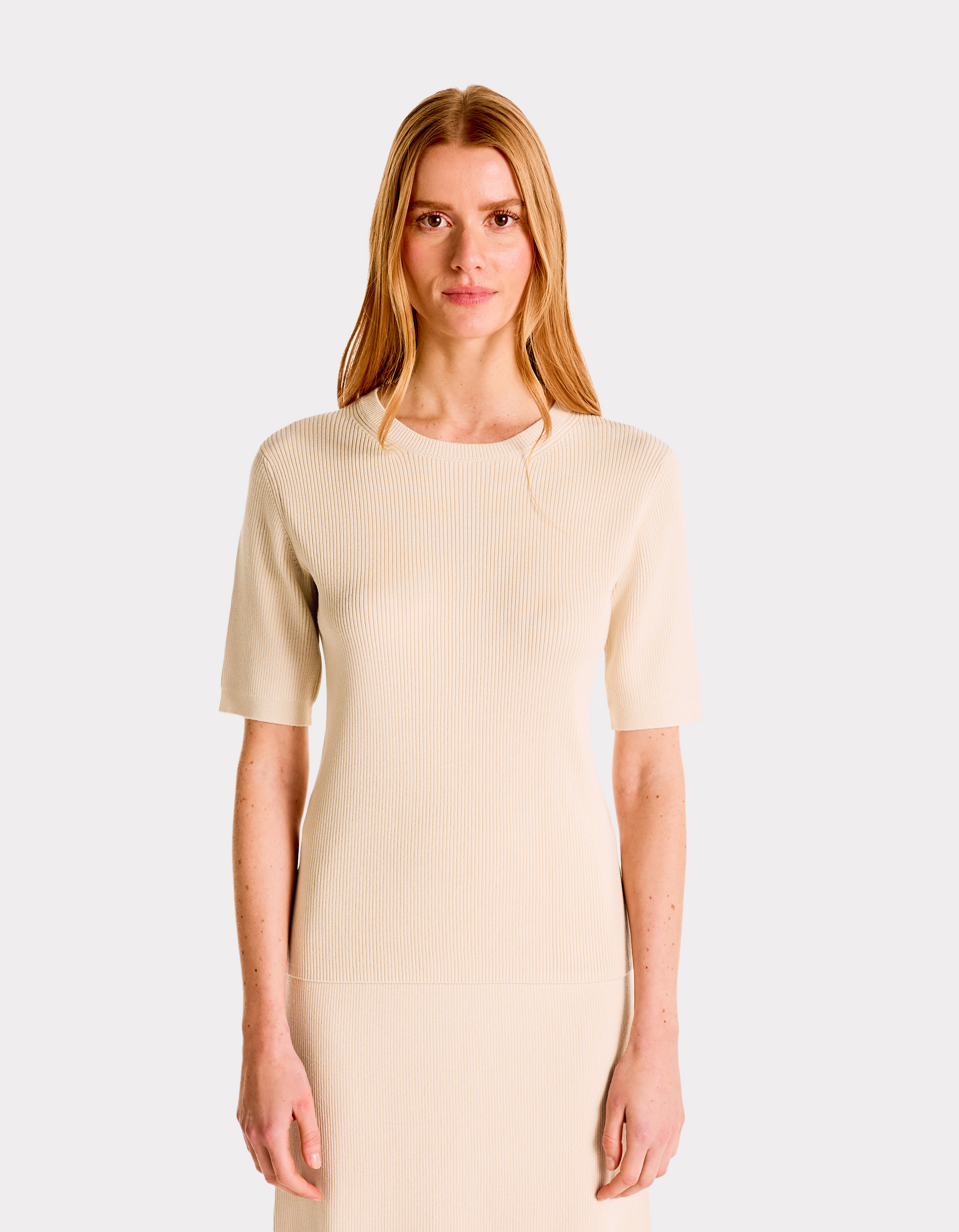 Pull en maille côtelée - beige - celio - Modalova
