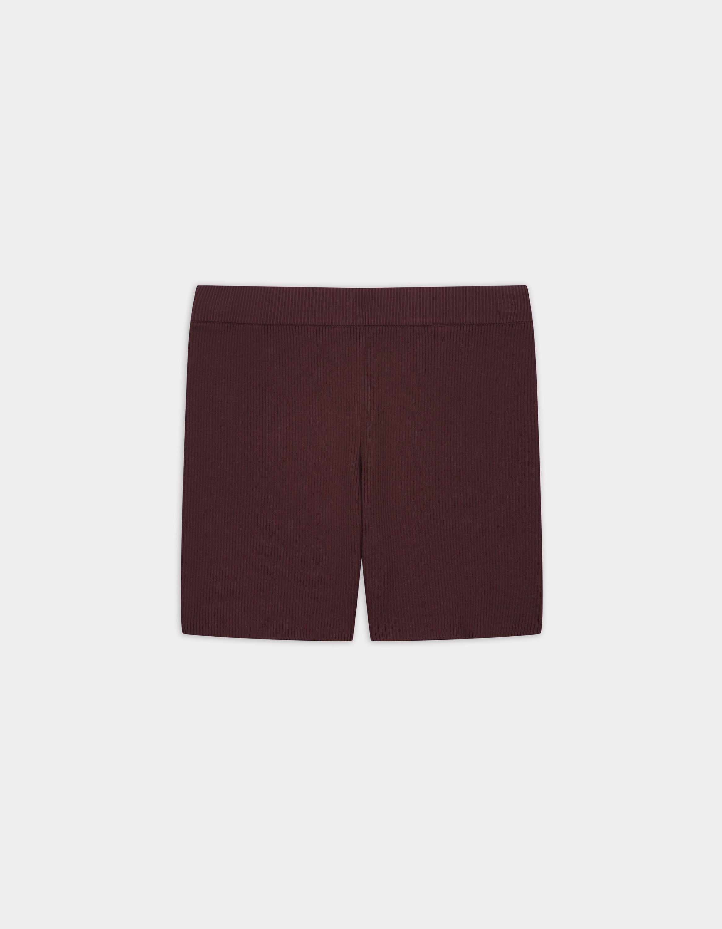 Short ensemble en maille côtelée - bordeaux