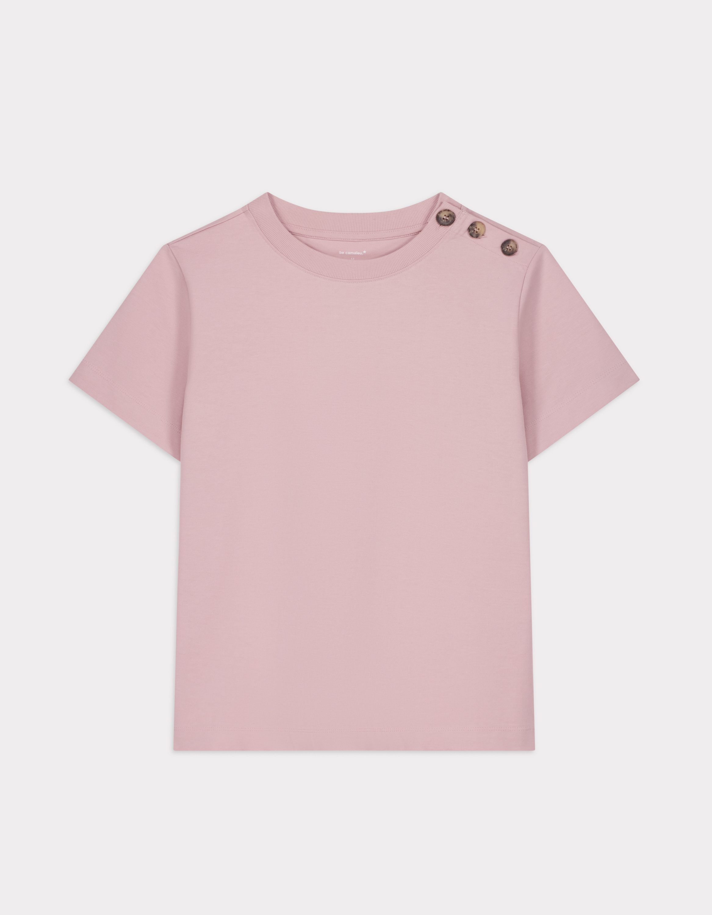 T-shirt en coton épais boutonné - rose