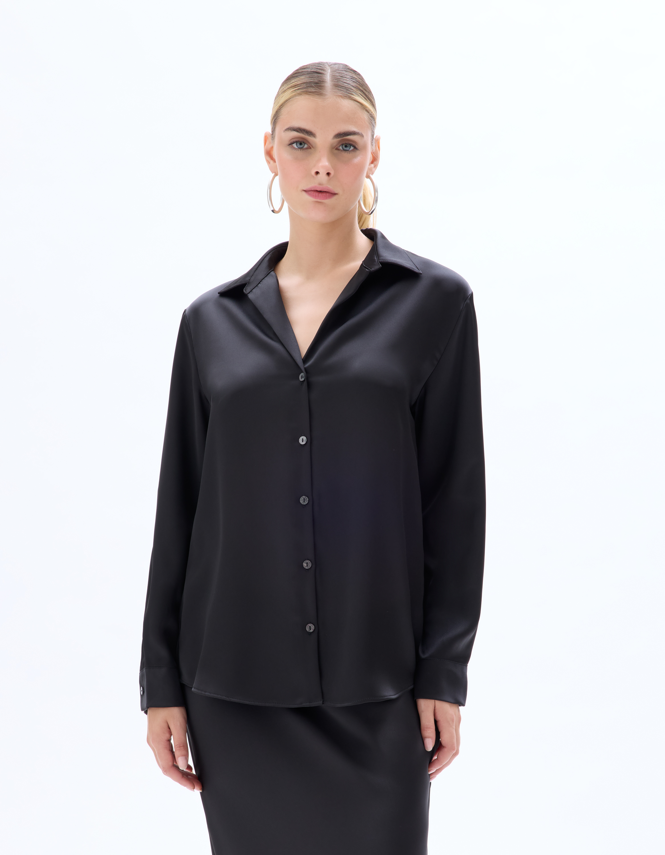 Chemisier satiné léger - noir - celio - Modalova
