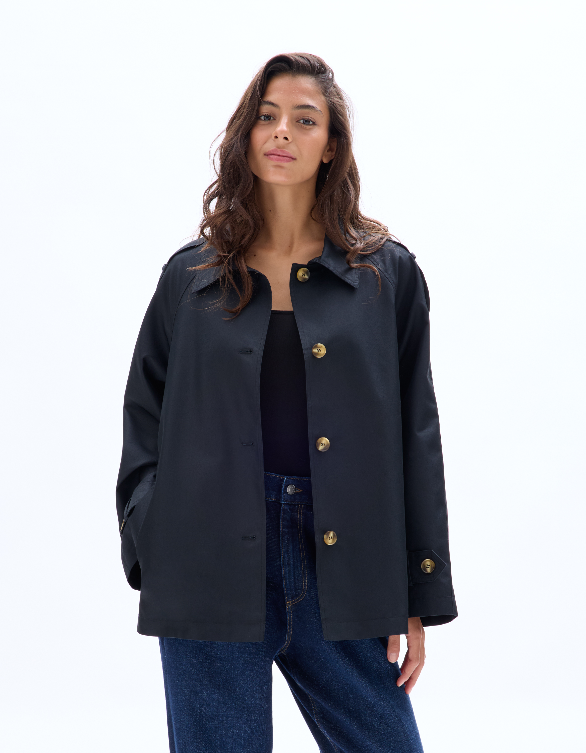 Trench court minimaliste - noir - celio - Modalova