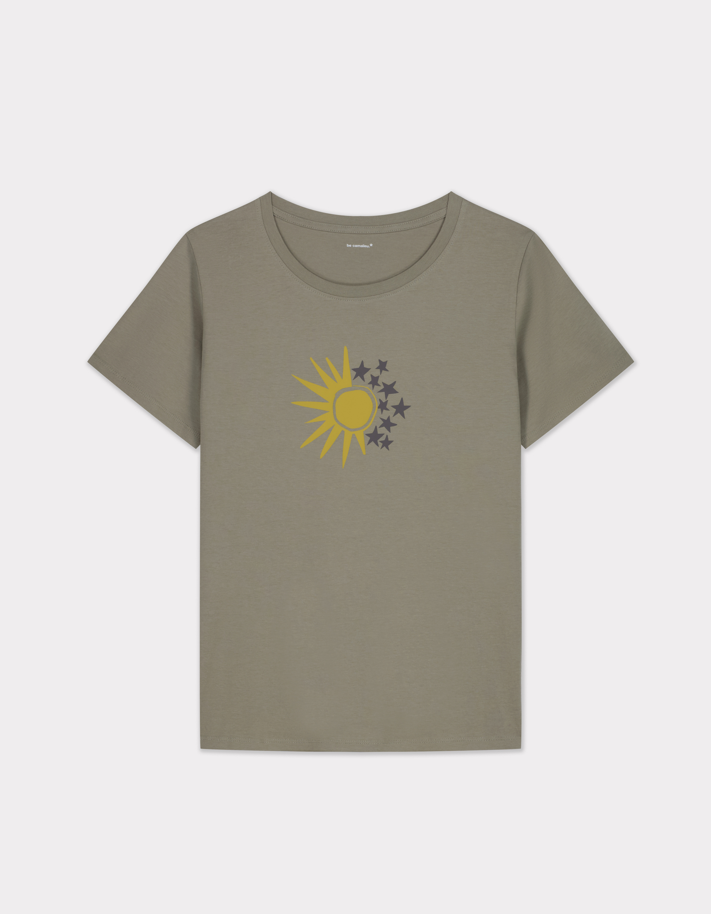 T-shirt imprimé en coton - kaki