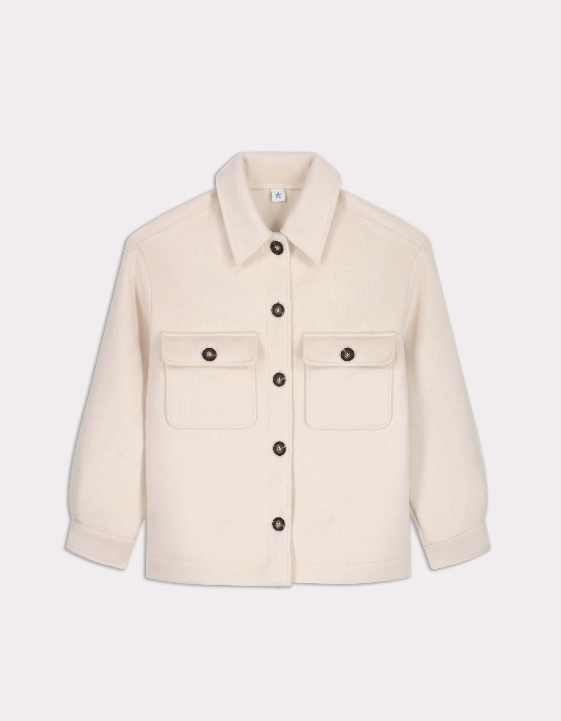 Blouson duveteux col chemise - beige