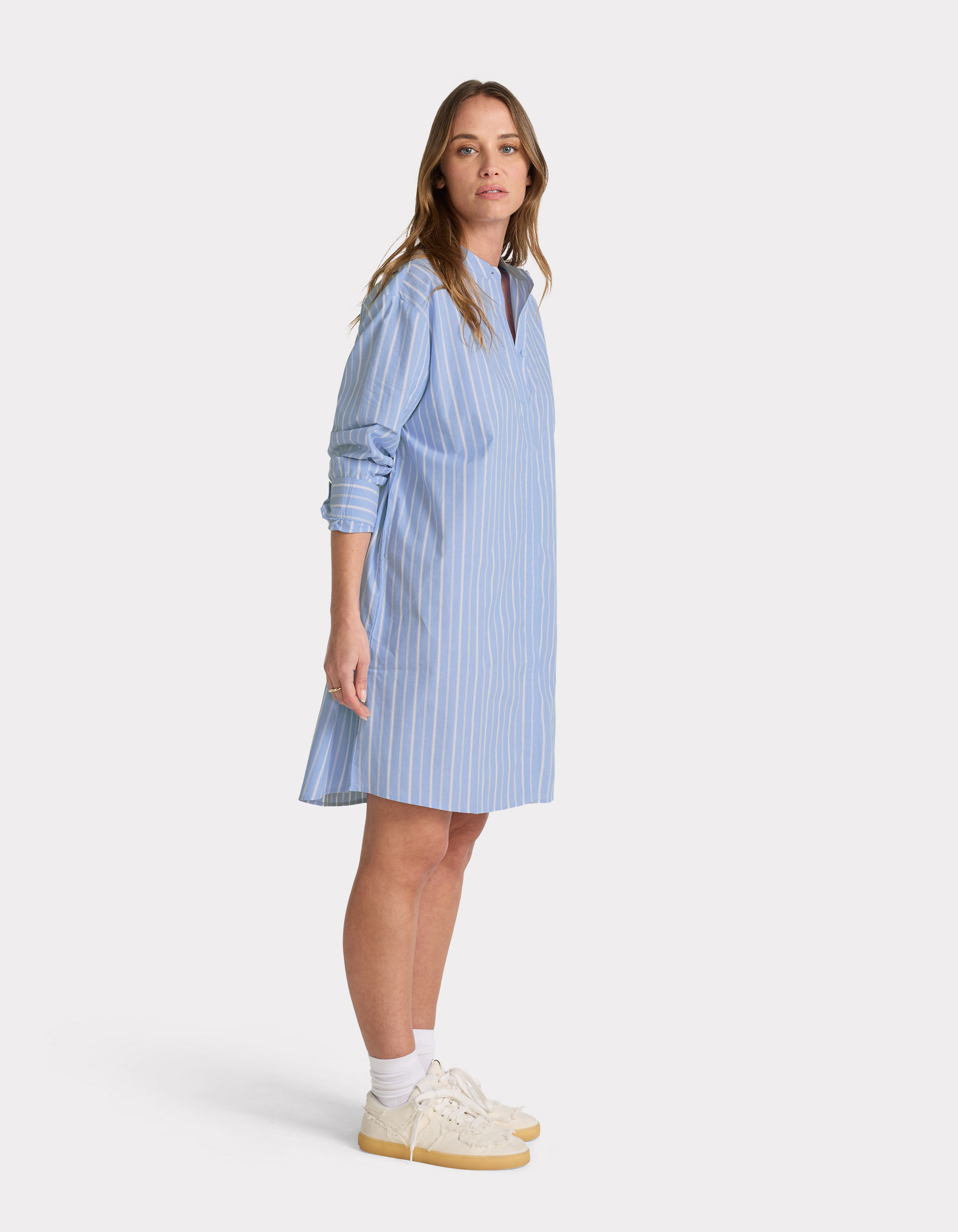 Robe à col mao à rayures - marine - celio - Modalova