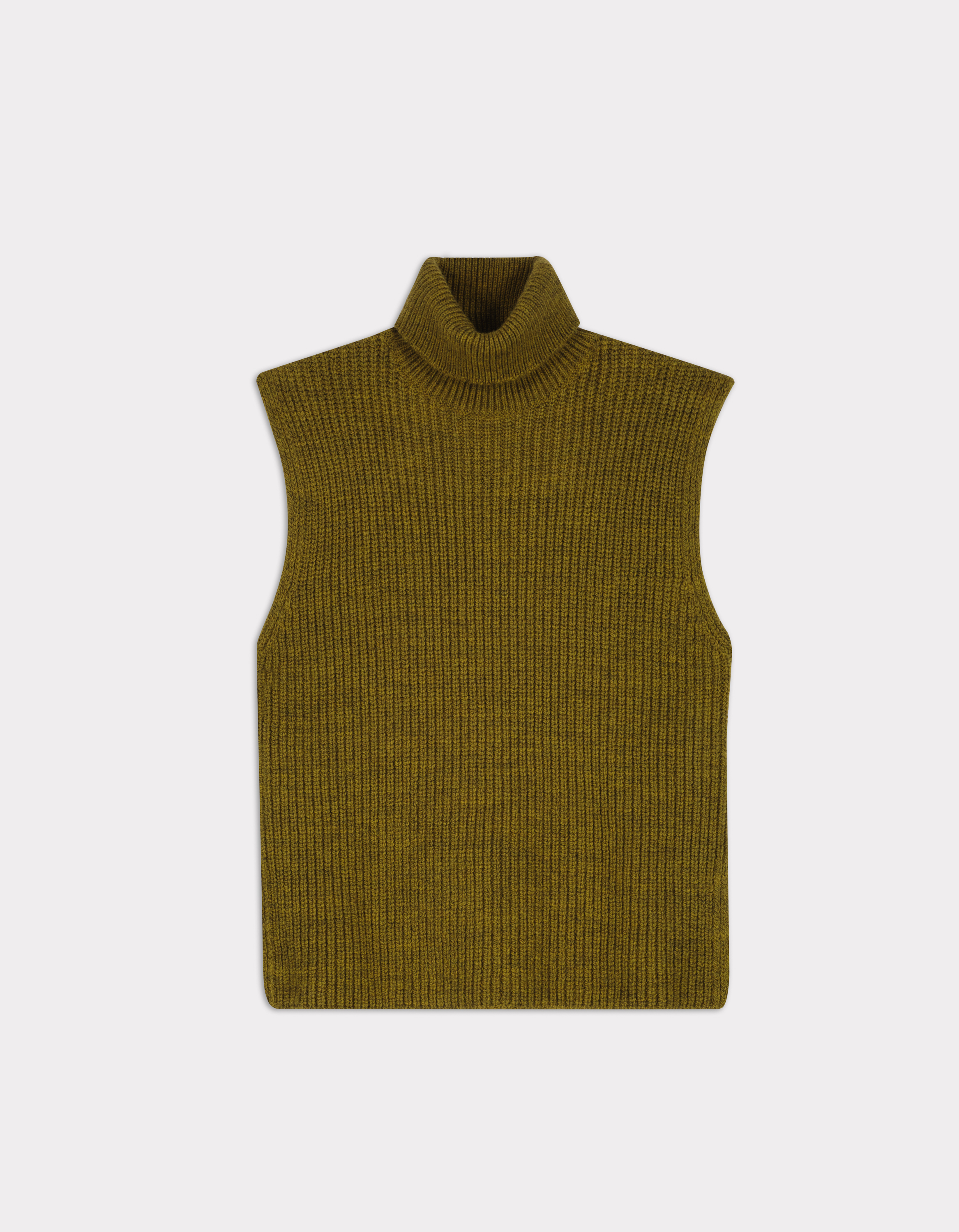 Pull sans manches col roulé - kaki