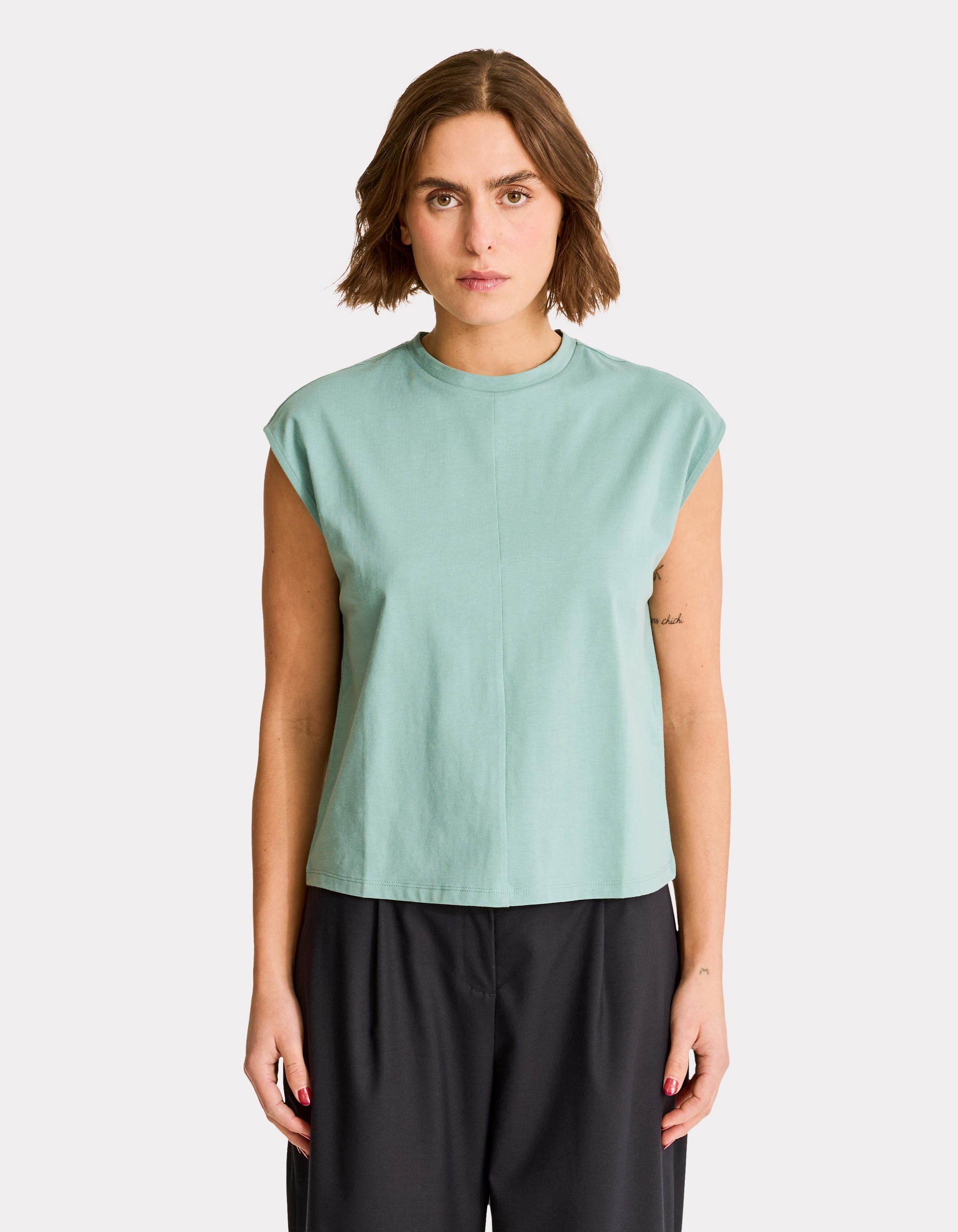 T-shirt sans manche en coton boxy - vert - celio - Modalova