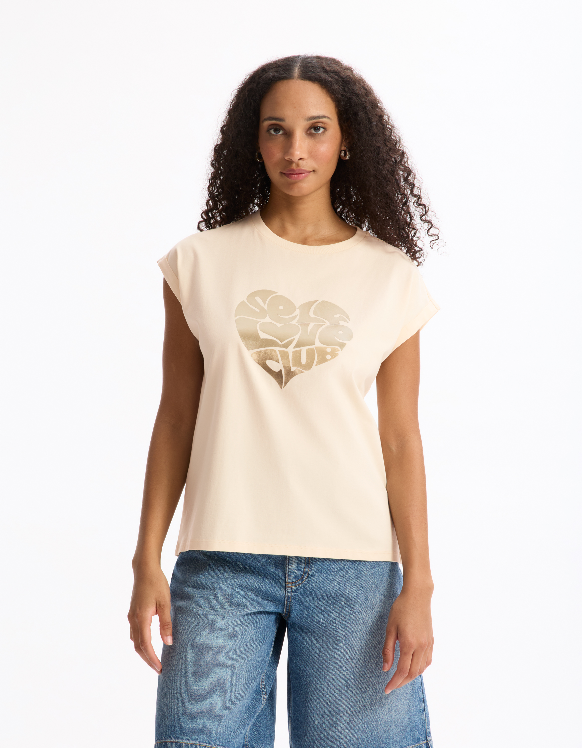 T-shirt imprimé texturé sans manches - beige - celio - Modalova