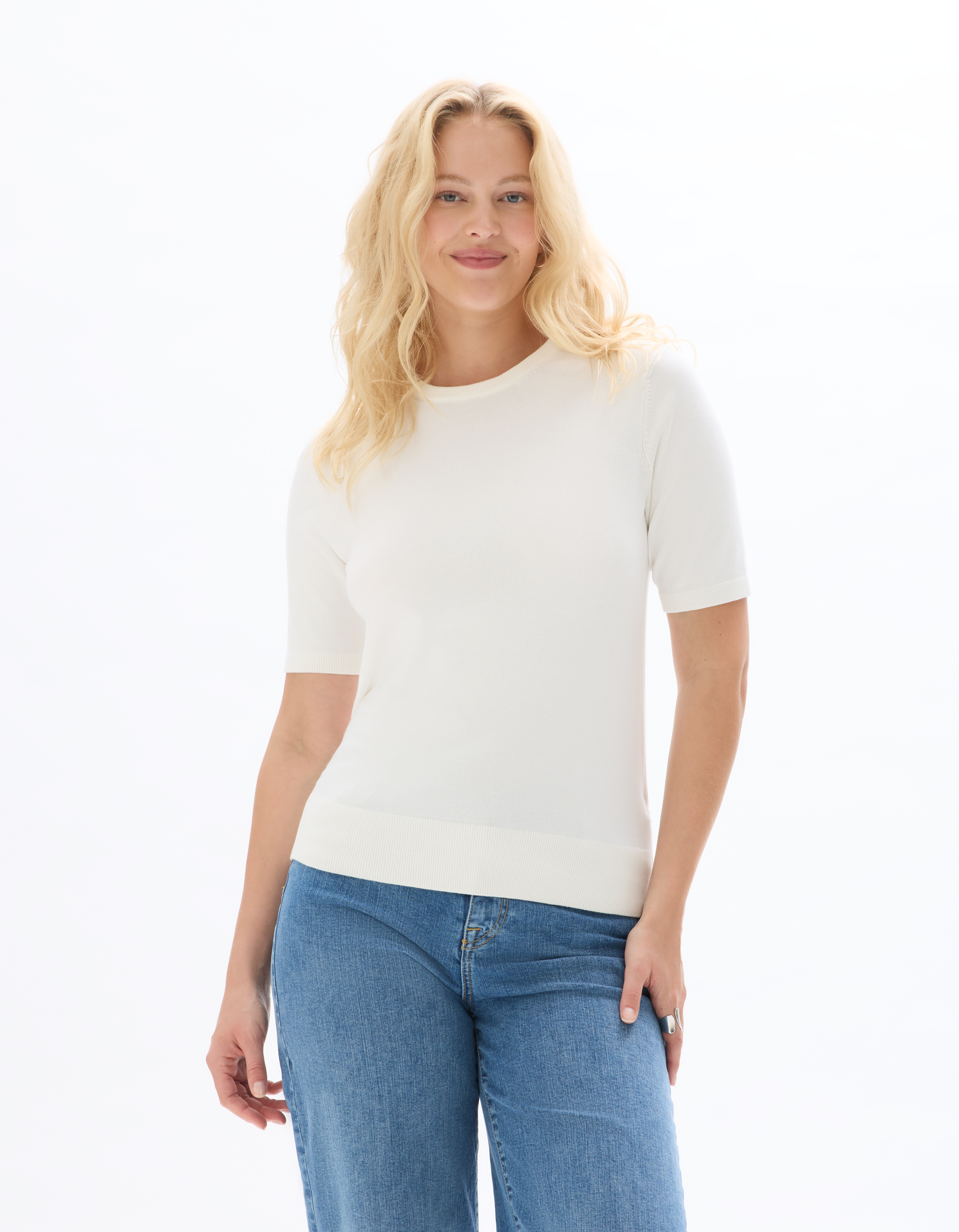 Pull fluide col rond en viscose ECOVERO™ - écru - celio - Modalova