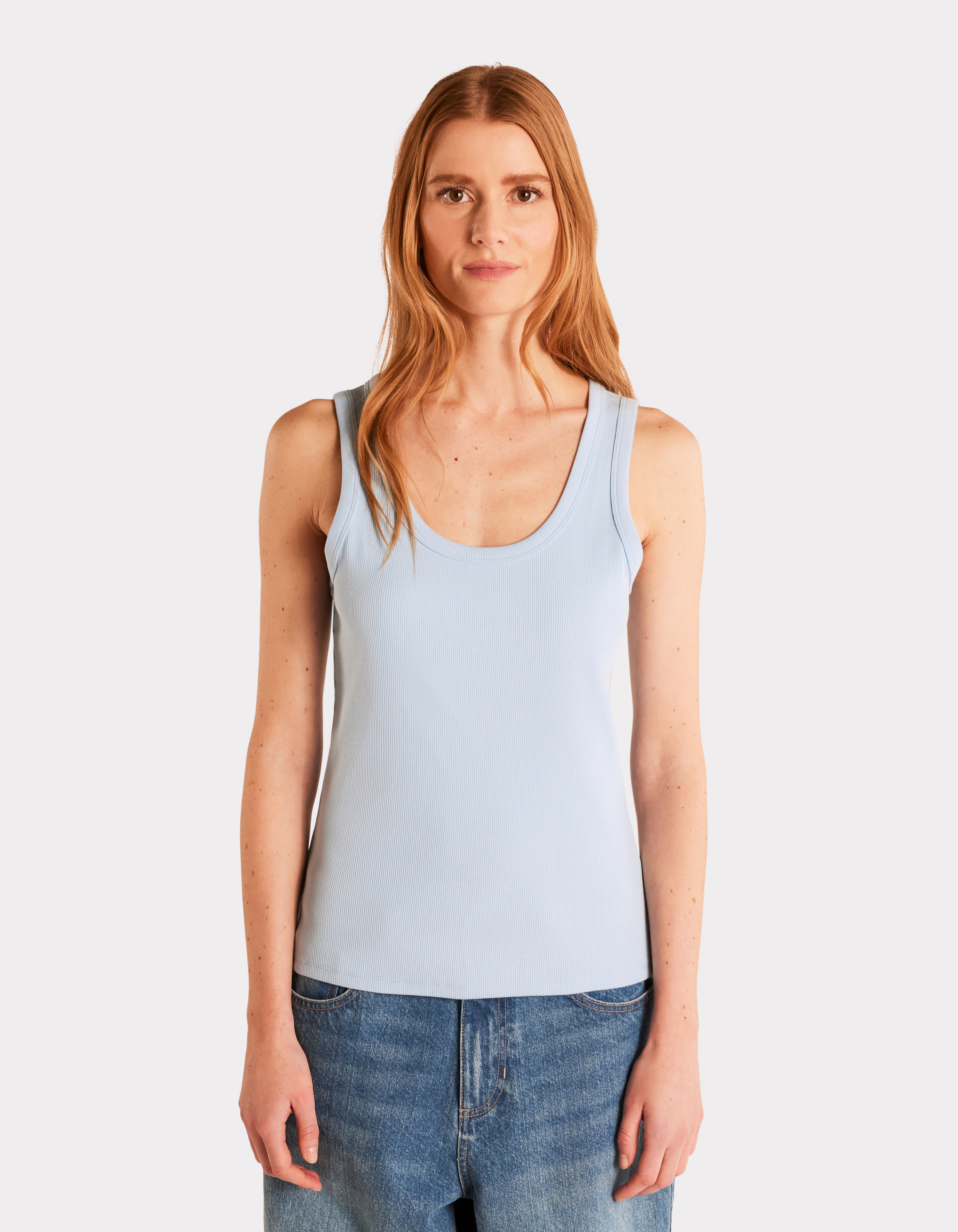 Débardeur côtelé uni - bleu clair - celio - Modalova