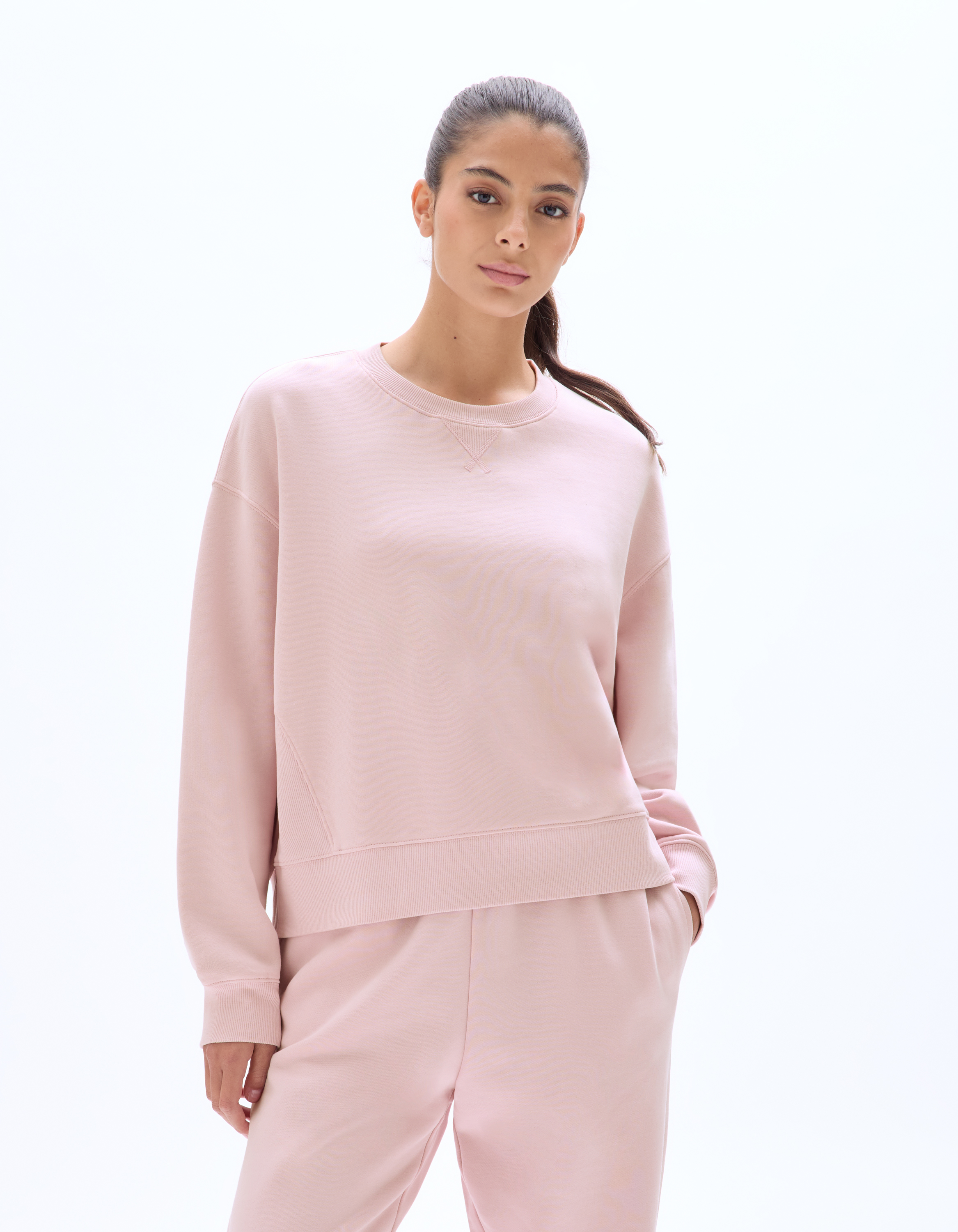 Sweat col rond en molleton - rose - celio - Modalova