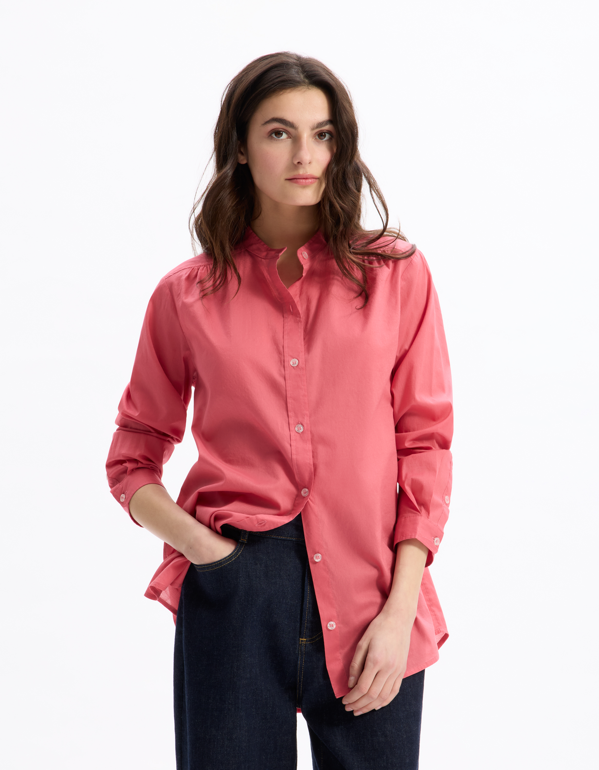 Blouse voile de coton - rose - celio - Modalova