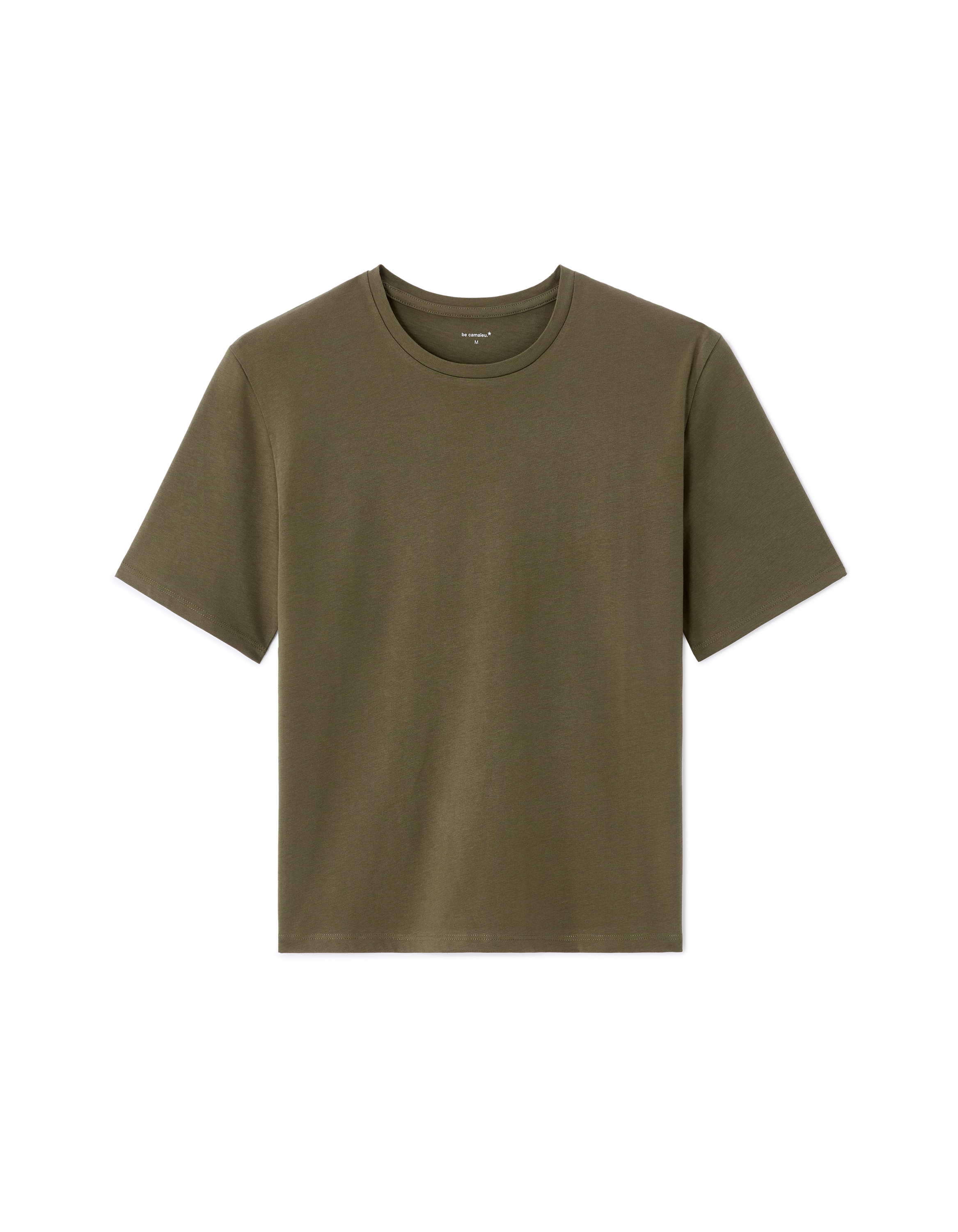 T-shirt en coton biologique col rond - kaki