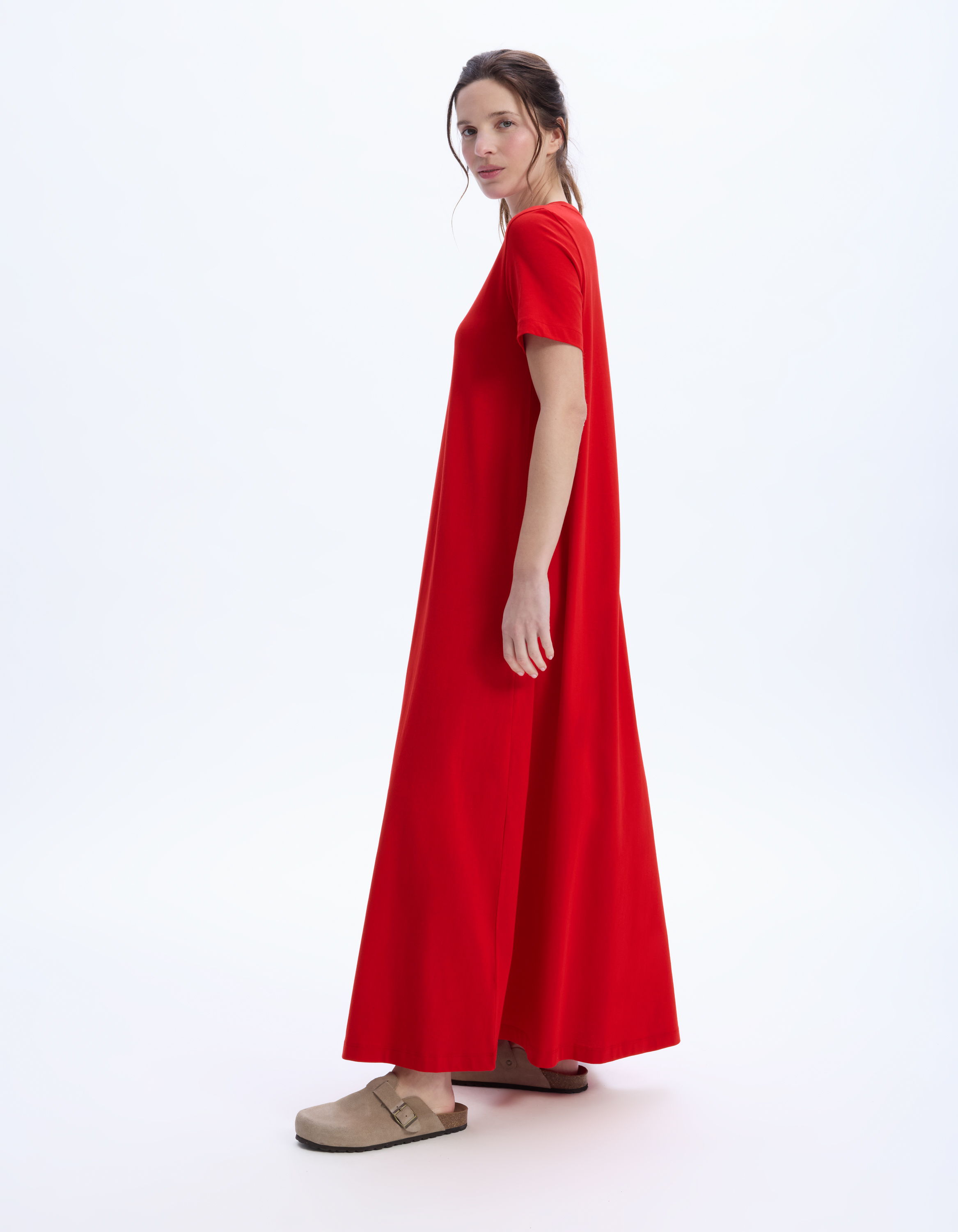 Robe longue en coton - rouge - celio - Modalova