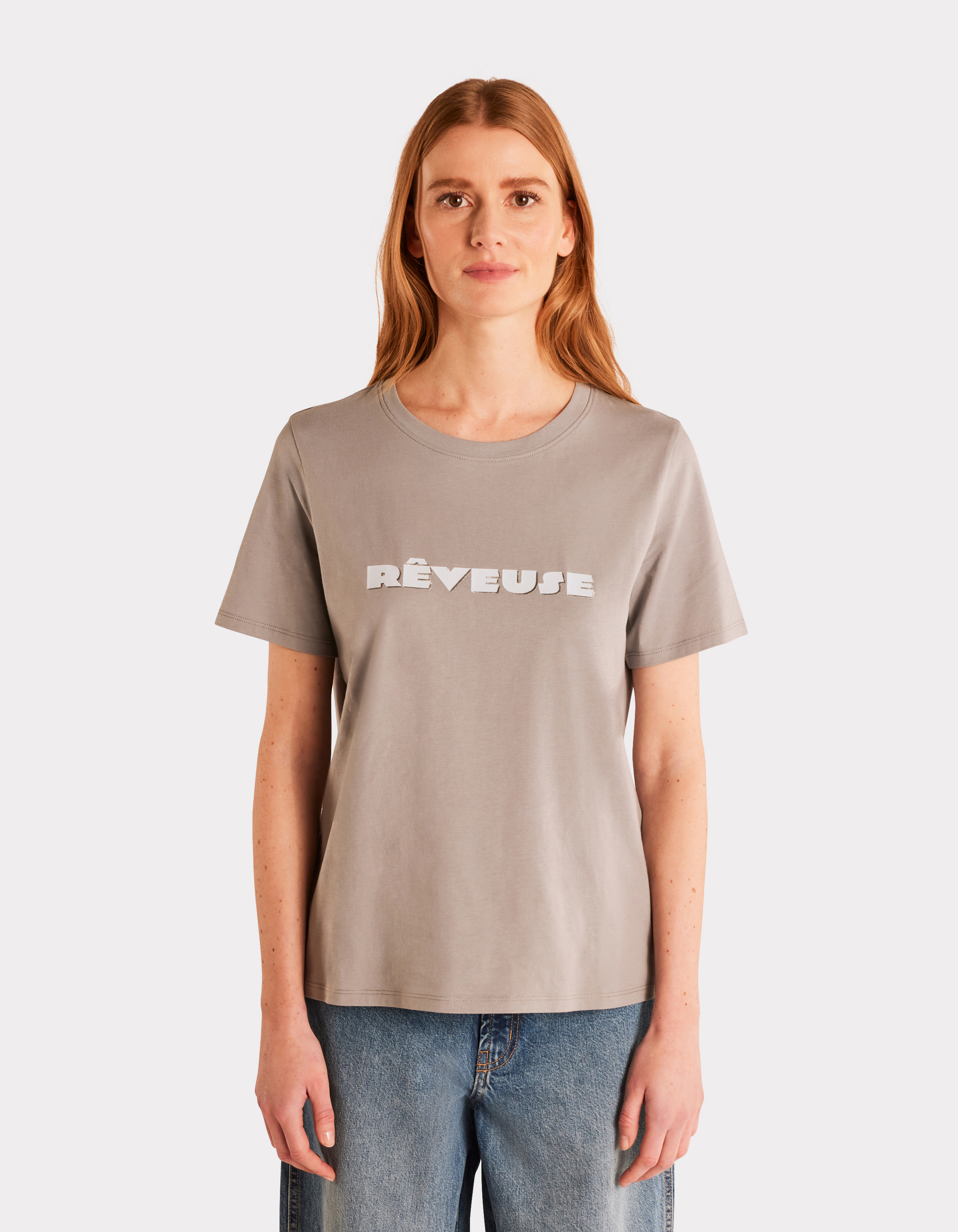 T-shirt imprimé métallique à col rond - gris - celio - Modalova
