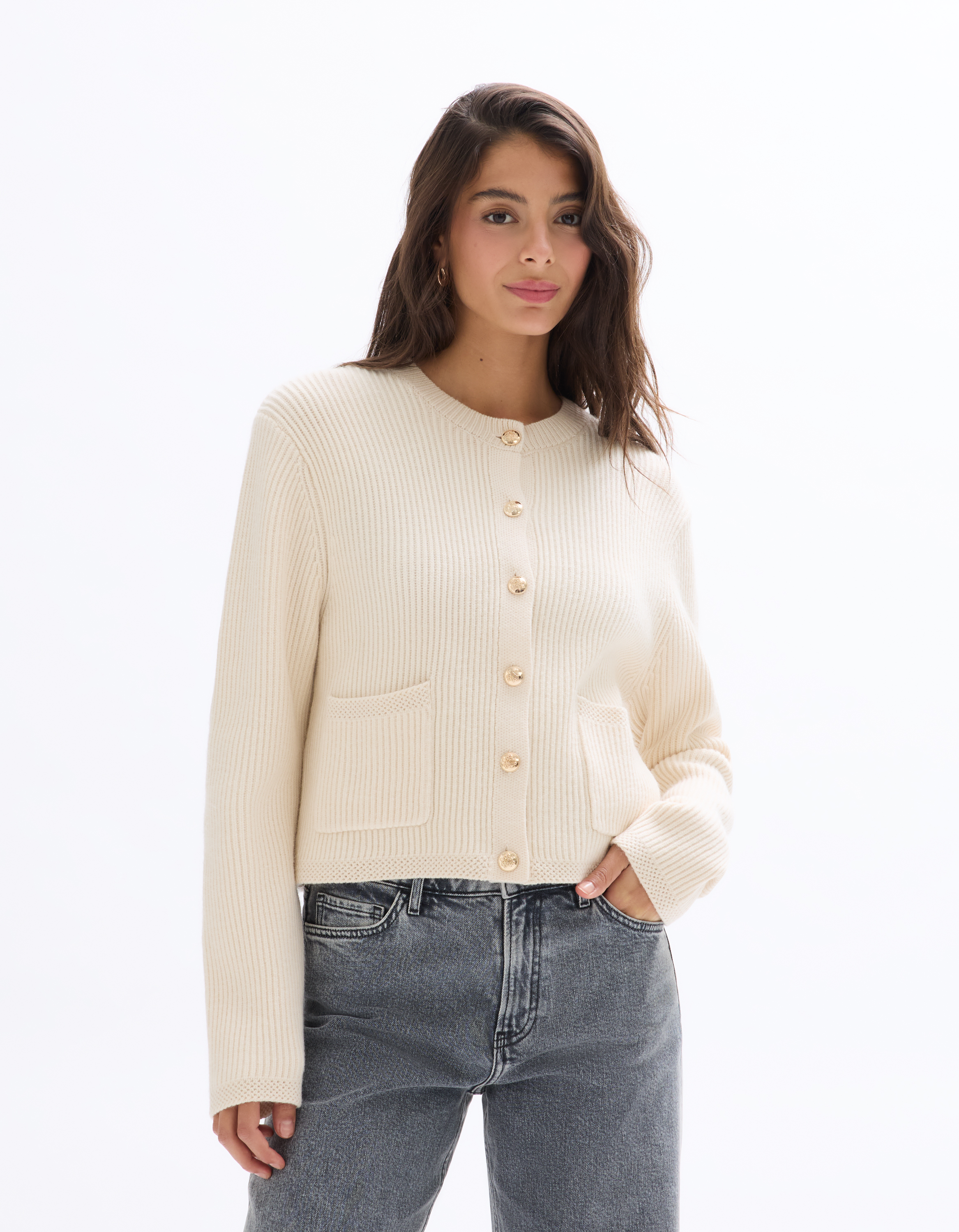 Gilet boutonné à manches longues - celio - Modalova