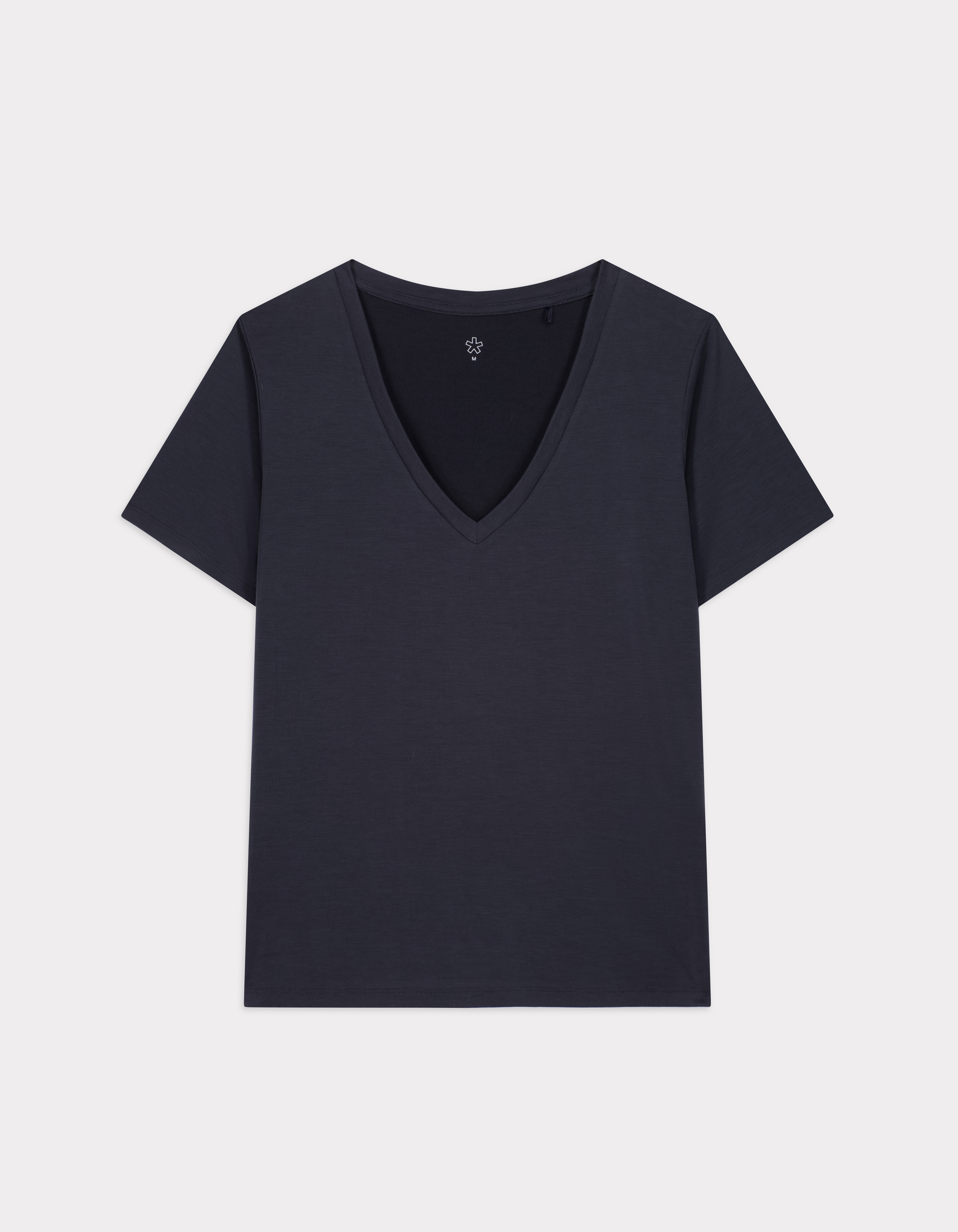 T-shirt col V ajustée en modal - gris
