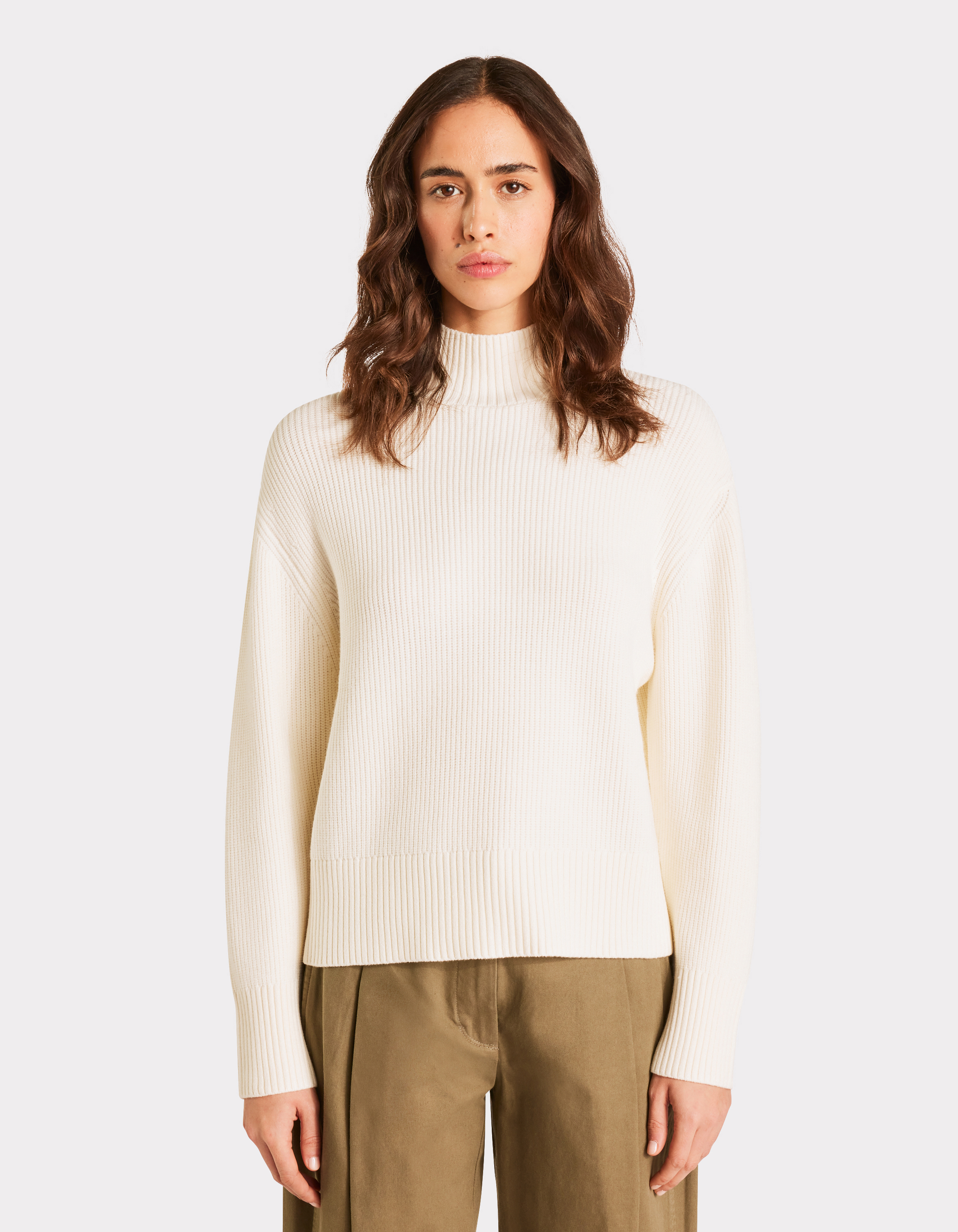 Pull à col montant côtelé - écru - celio - Modalova