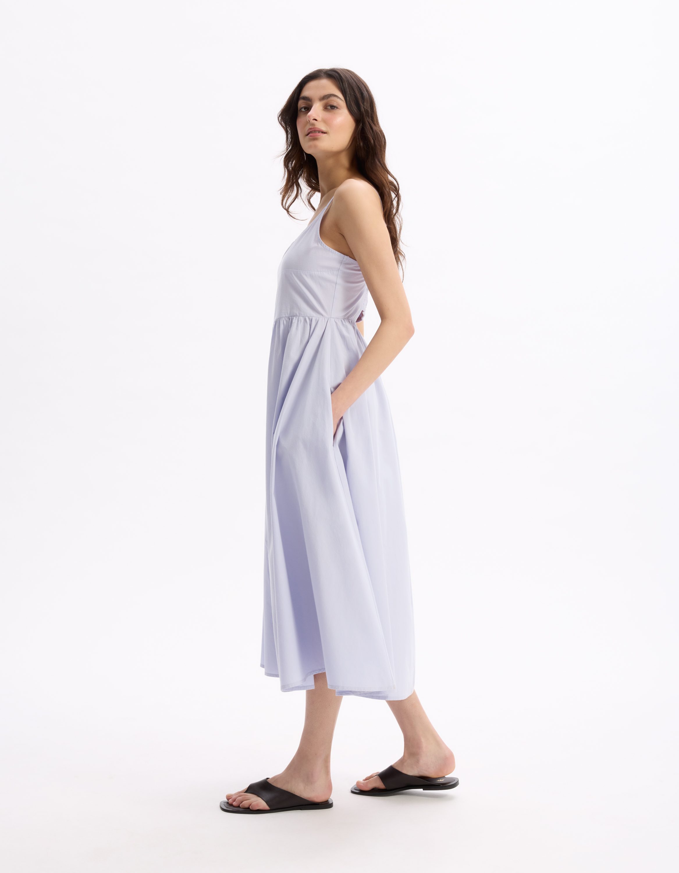 Robe fluide longue à bretelle - violet - celio - Modalova