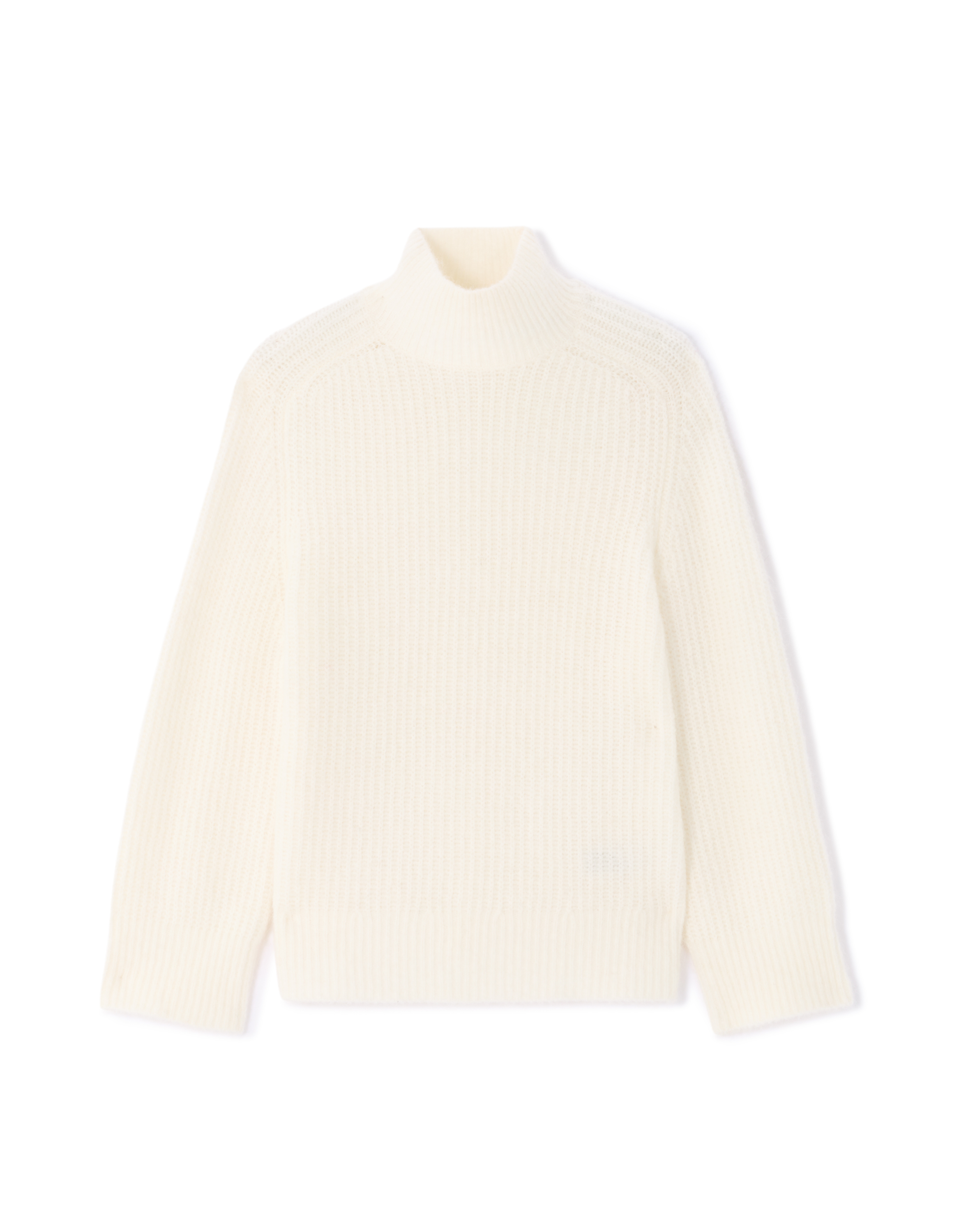 Pull col montant en mélange laine alpaga - ecru