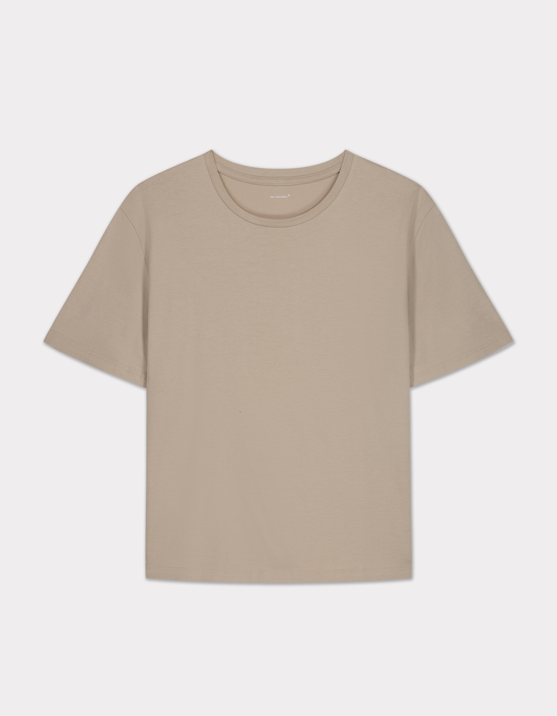 T-shirt en coton biologique col rond - beige