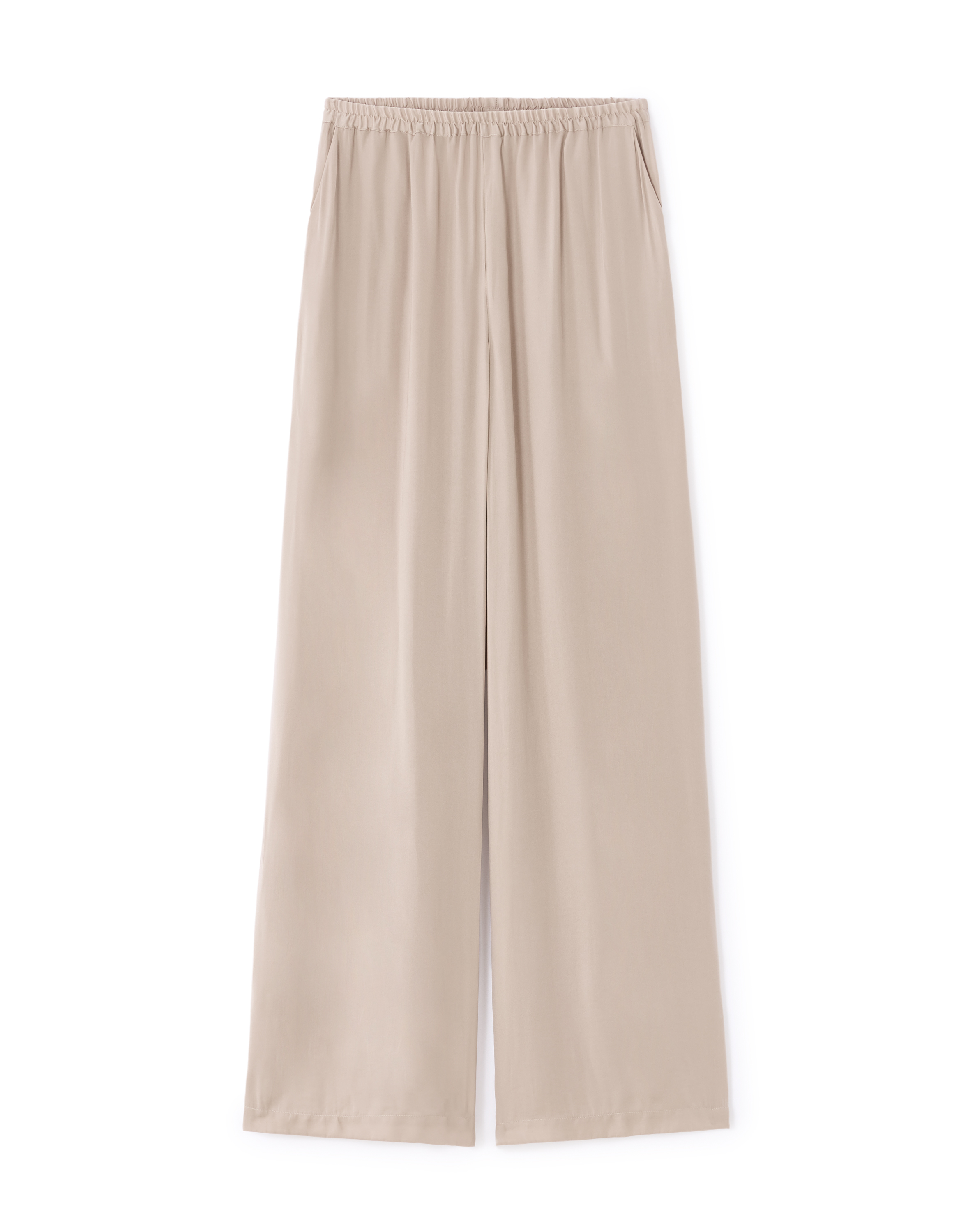 Pantalon fluide en satin - beige