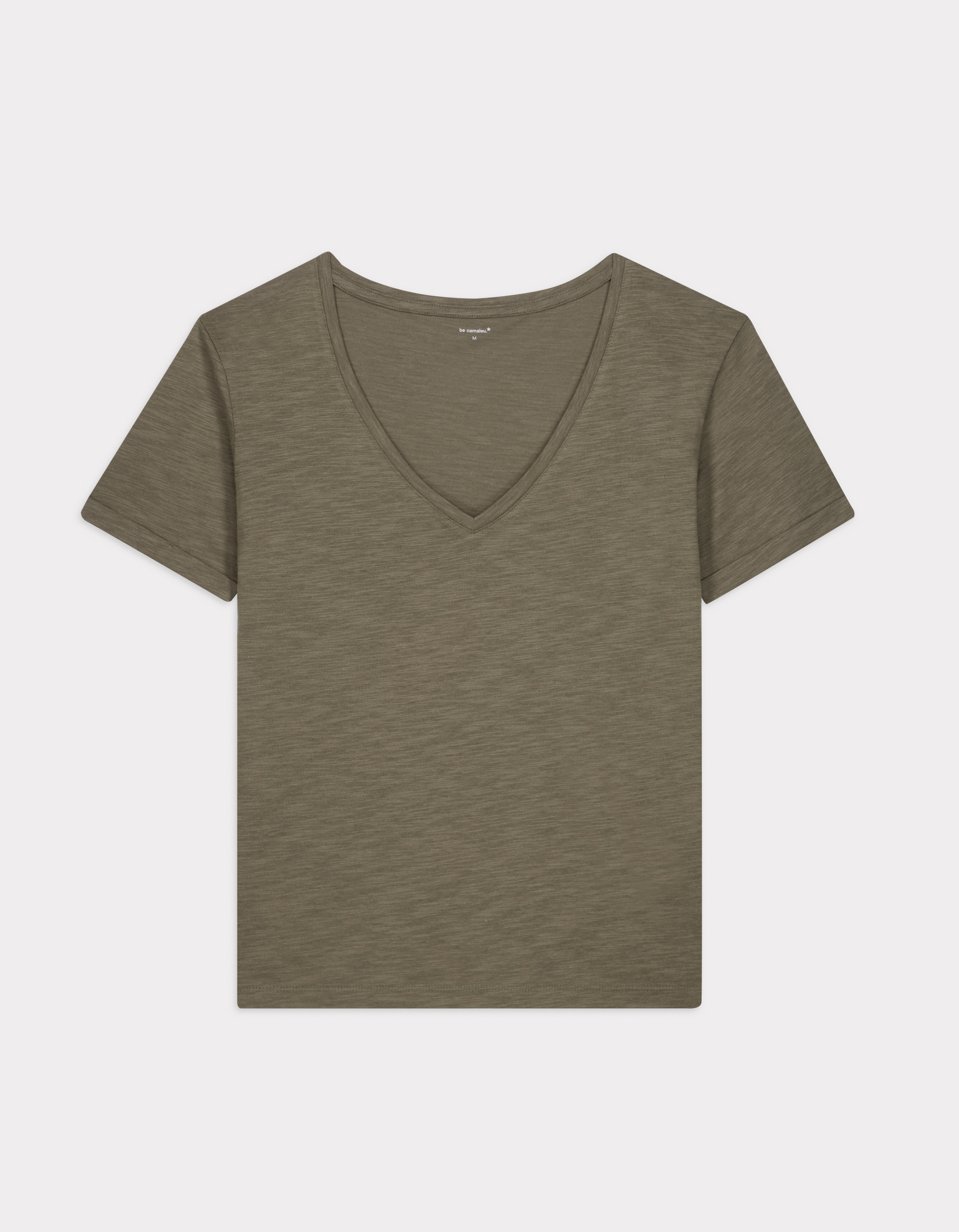 T-shirt en coton flammé - kaki