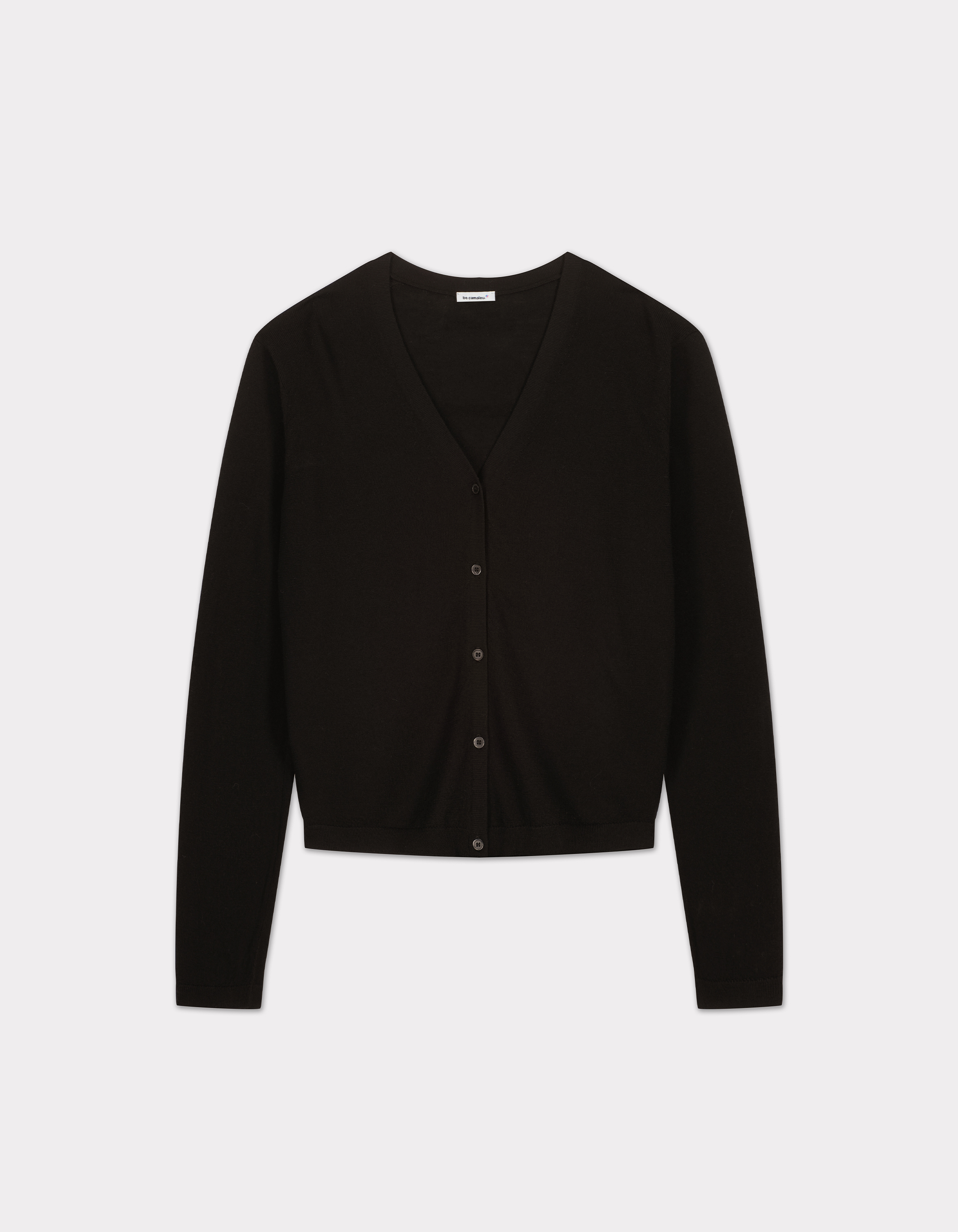 Gilet 100% laine mérinos à col V - noir