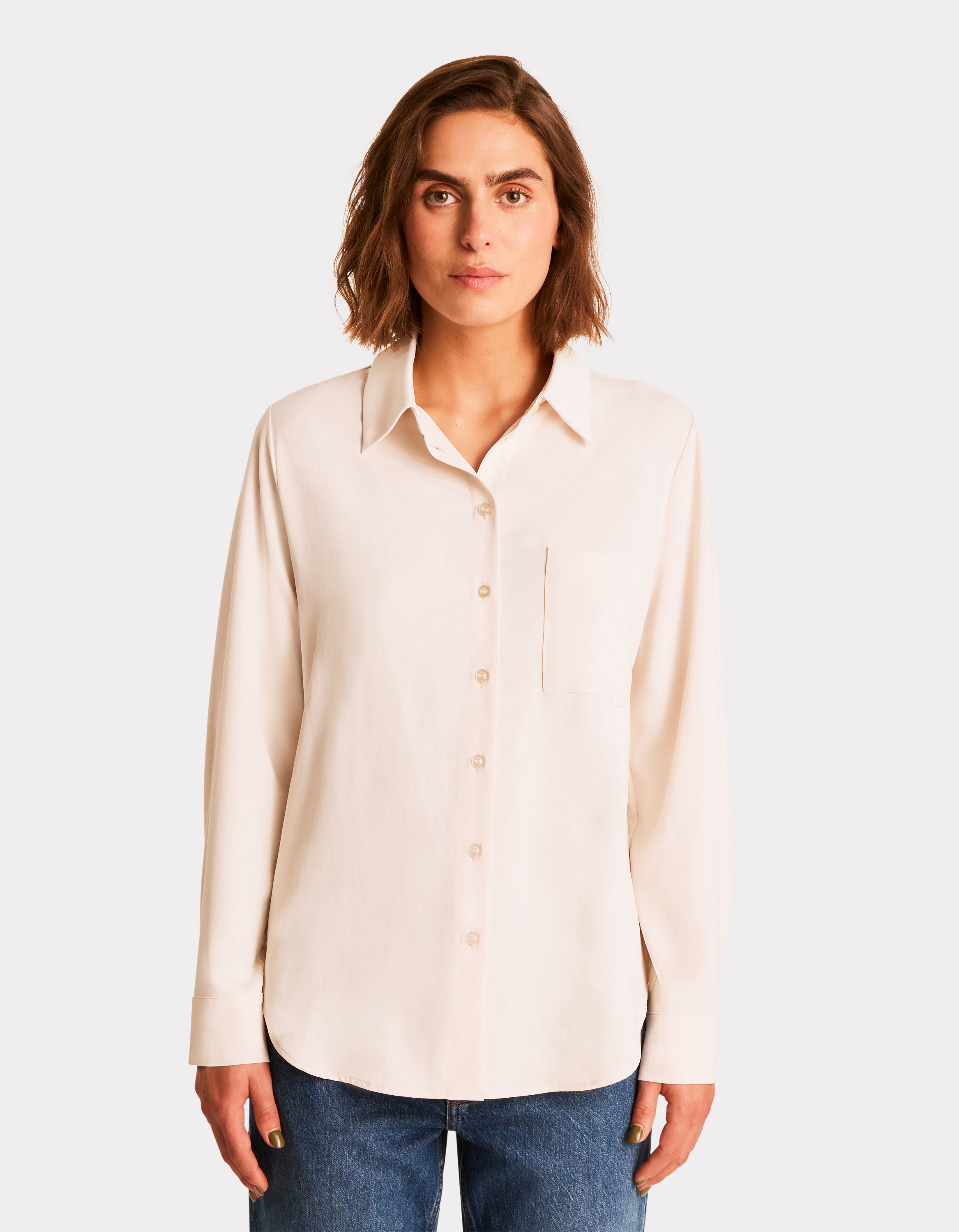 Chemise en satin - beige - celio - Modalova