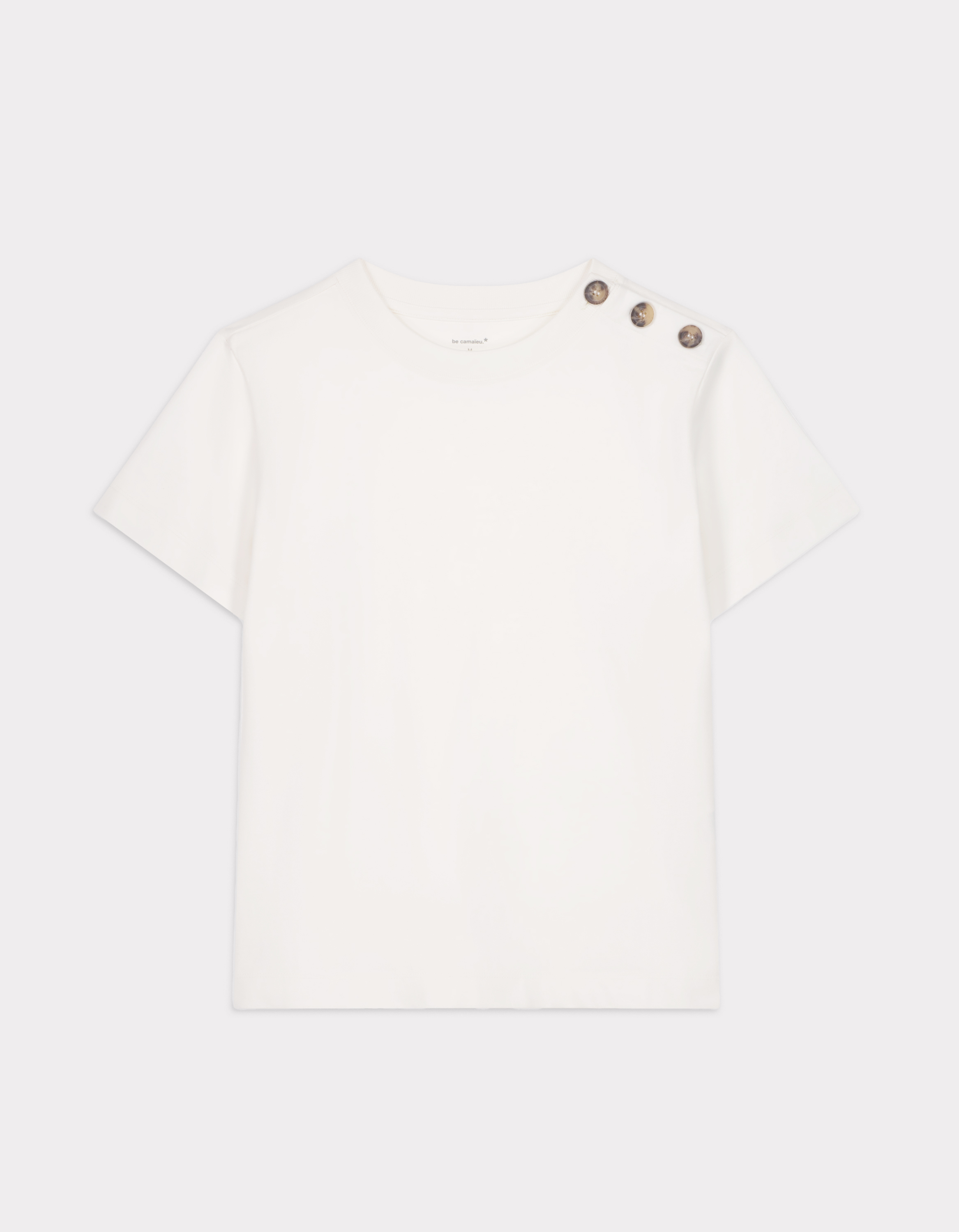 T-shirt boutonné en coton épais - écru
