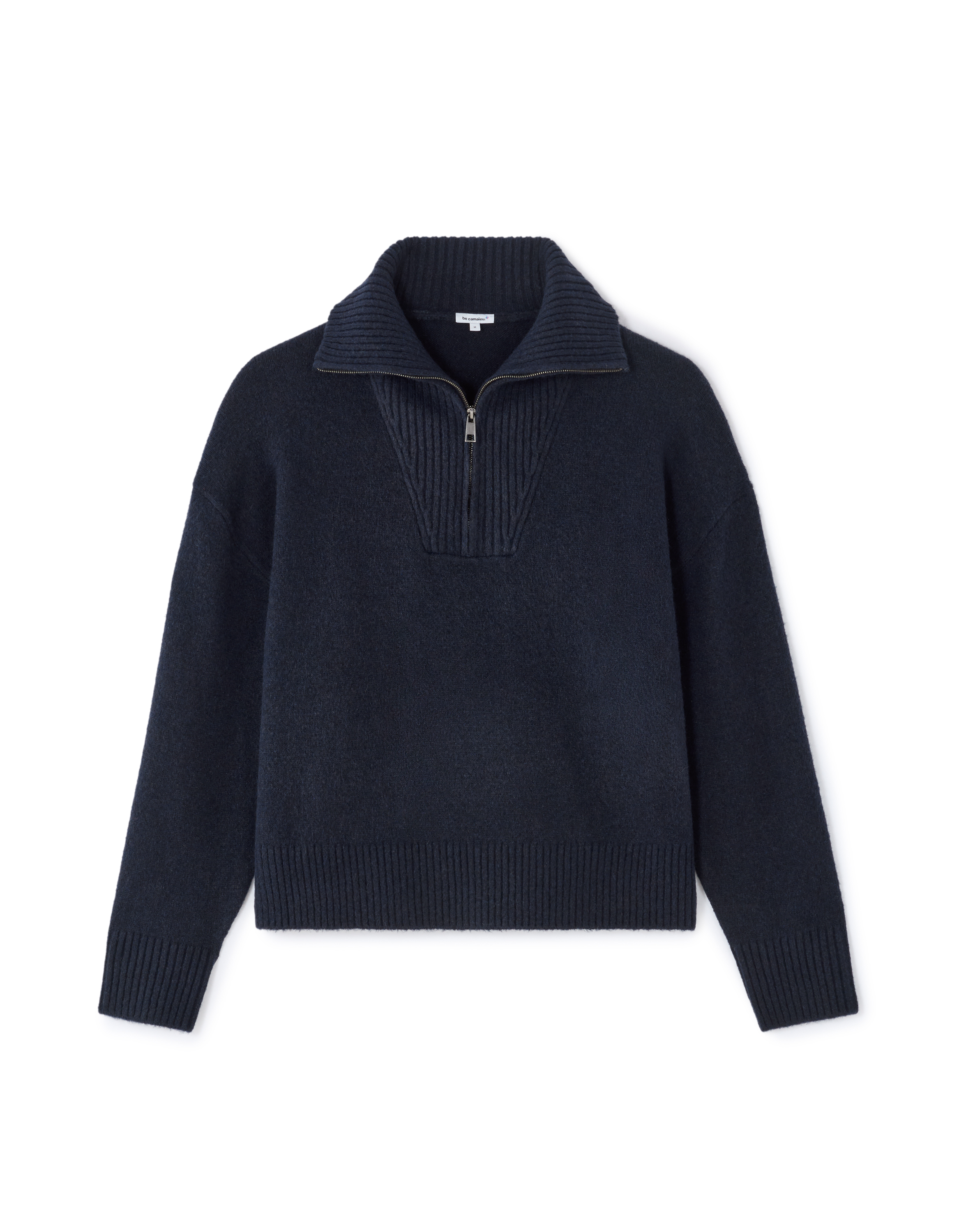 Pull camionneur en laine mélangée maille soufflée - marine