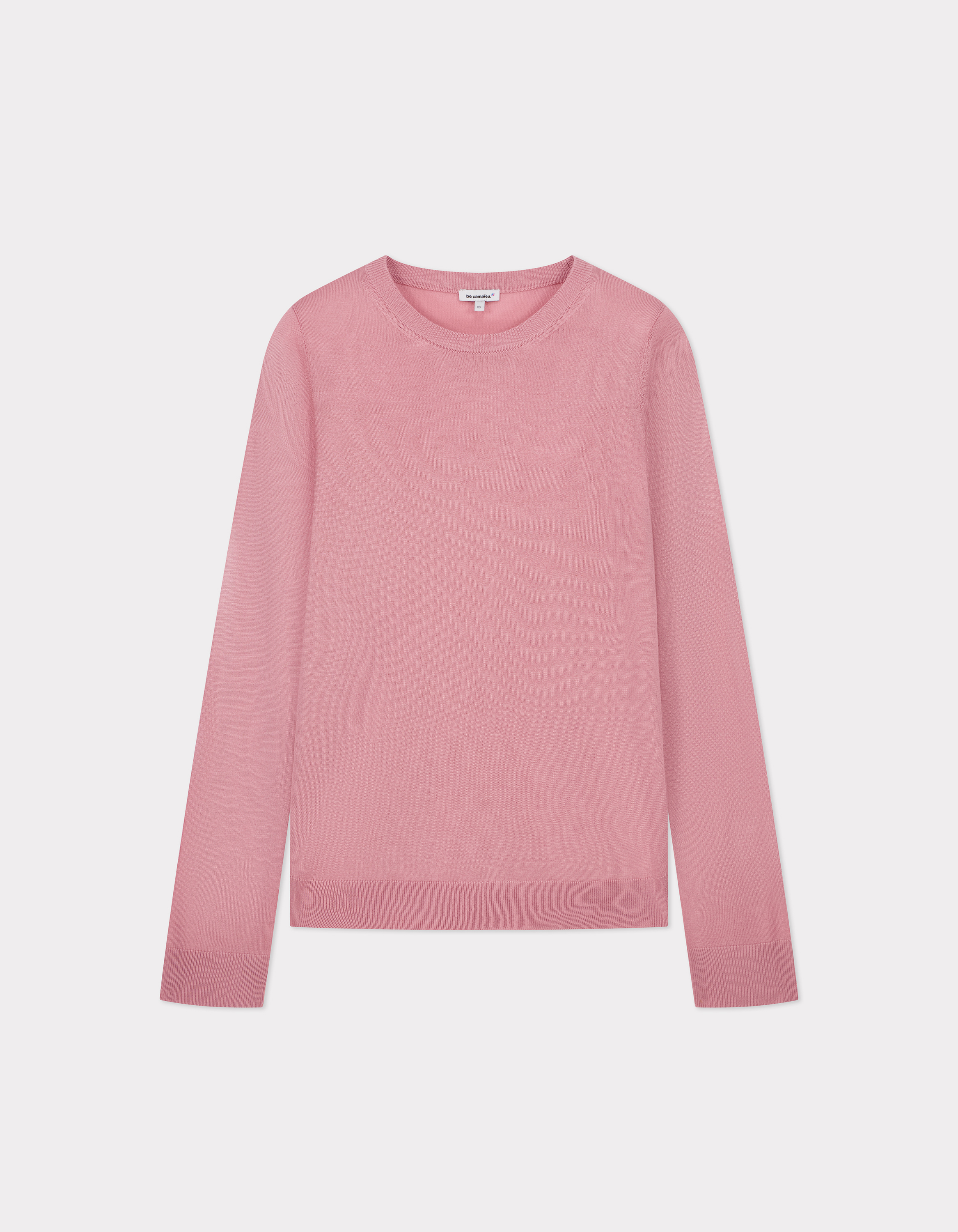 Pull maille fine à manches longues - rose