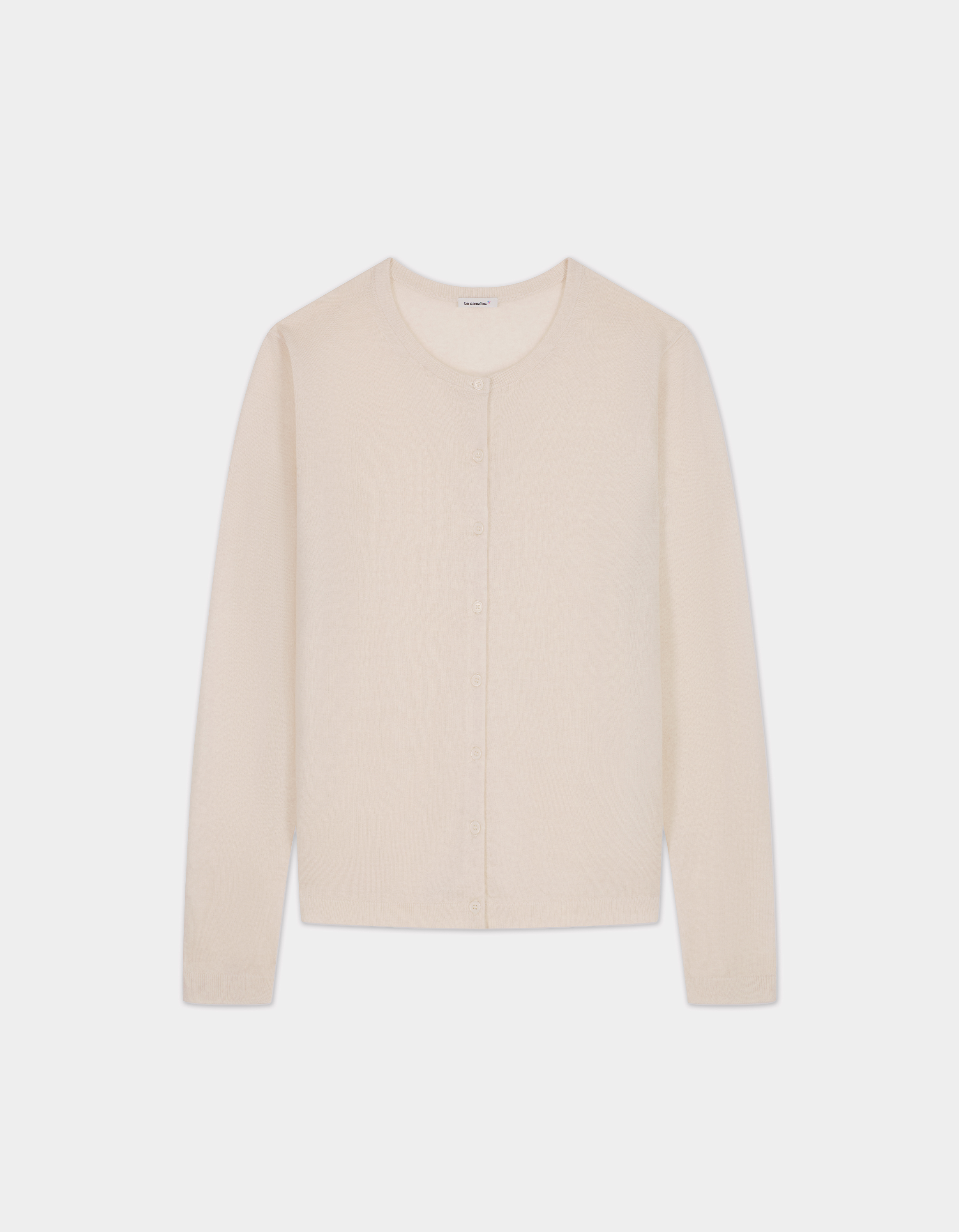 Gilet 100% laine mérinos à col rond - écru