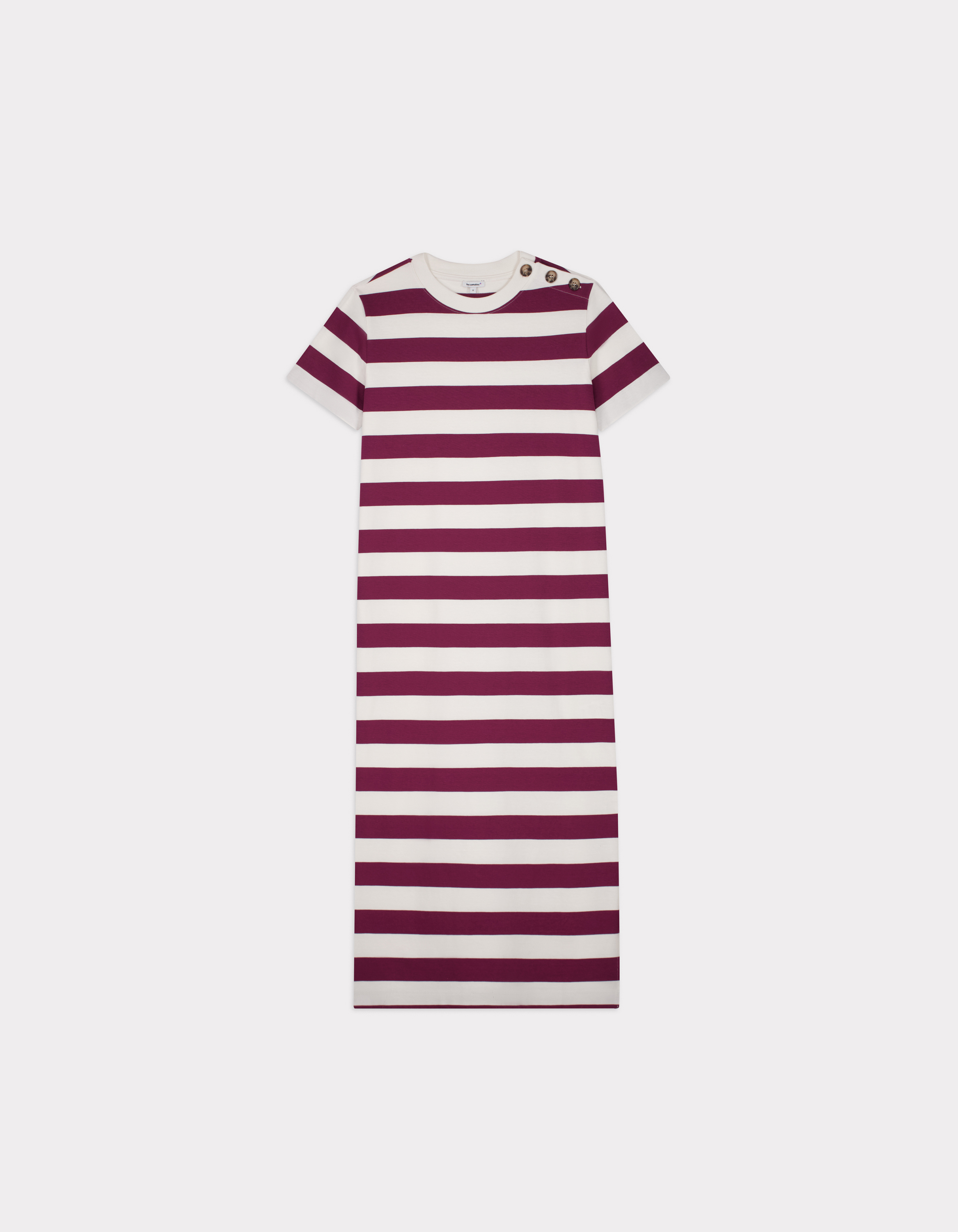 Robe longue boutonnée à rayures - bordeaux