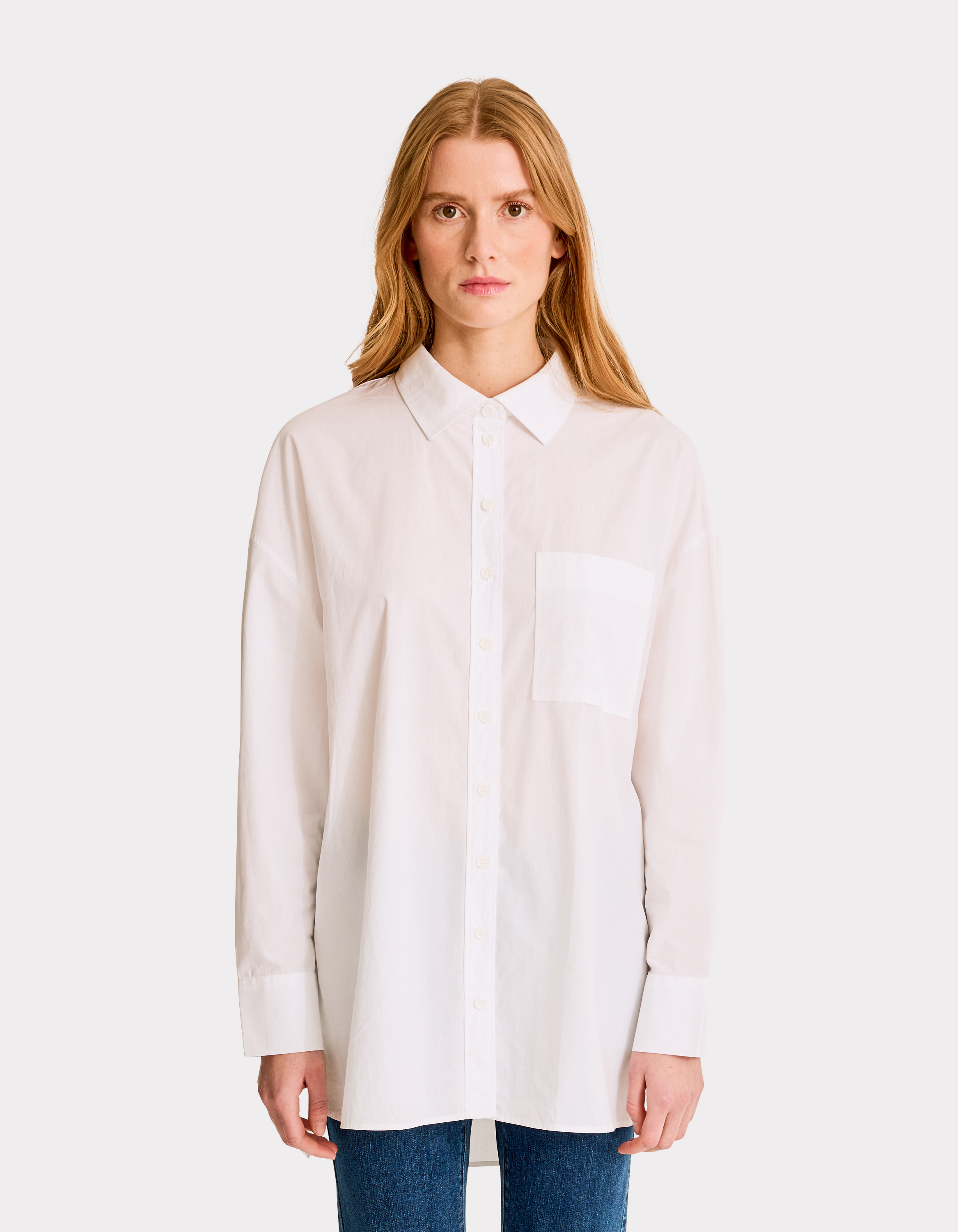 Chemise oversize en coton - blanc - celio - Modalova