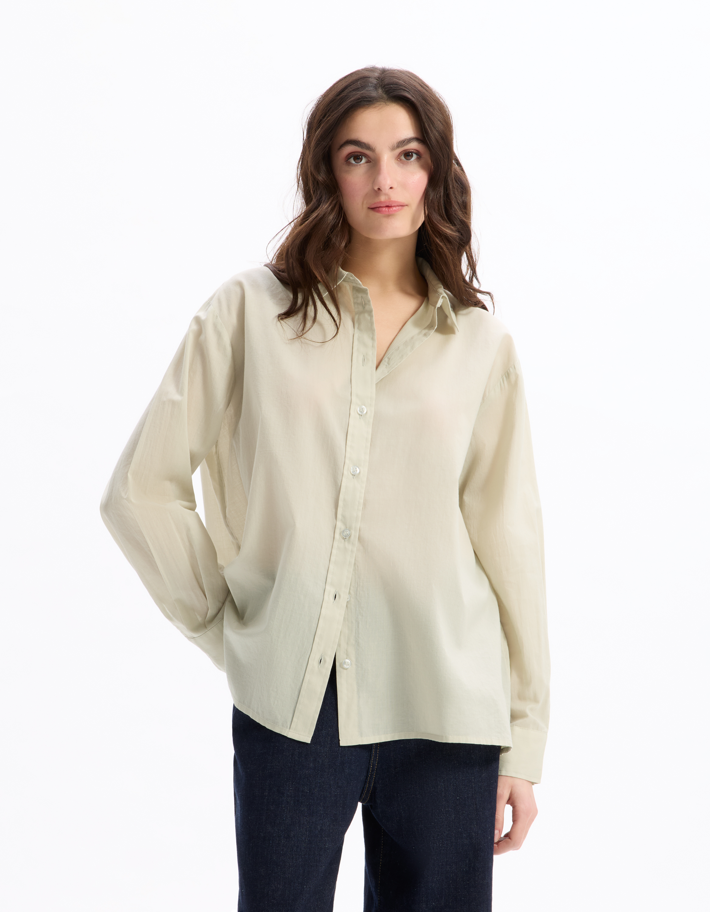Chemise en voile de coton - gris - celio - Modalova