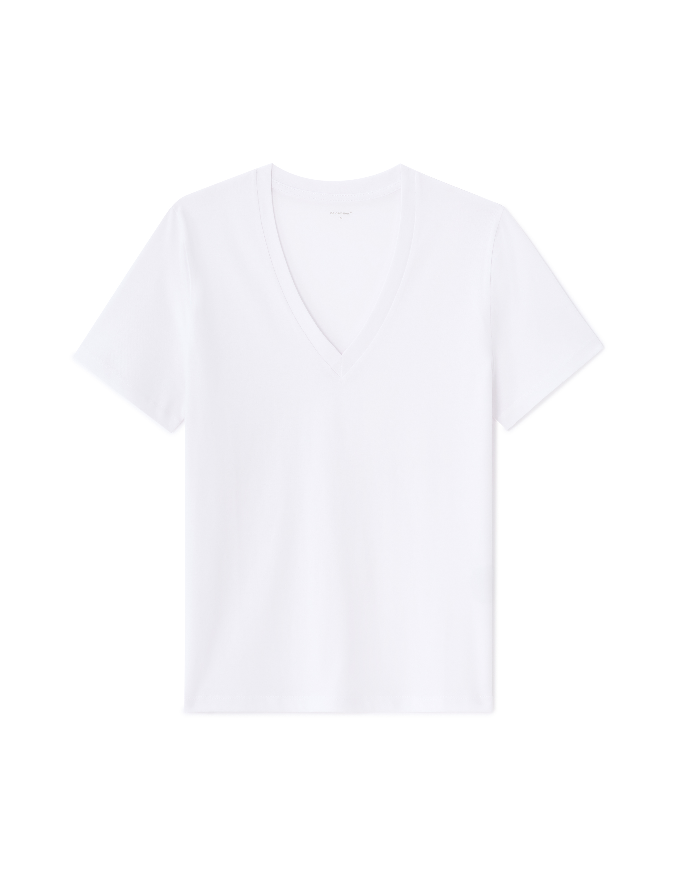 T-shirt manches courtes à col V - blanc