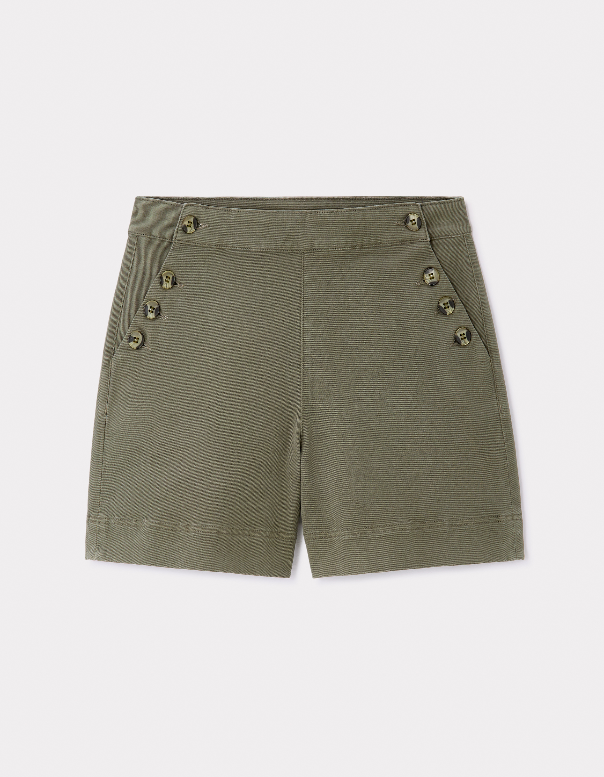 Short flat à boutons décoratifs - kaki