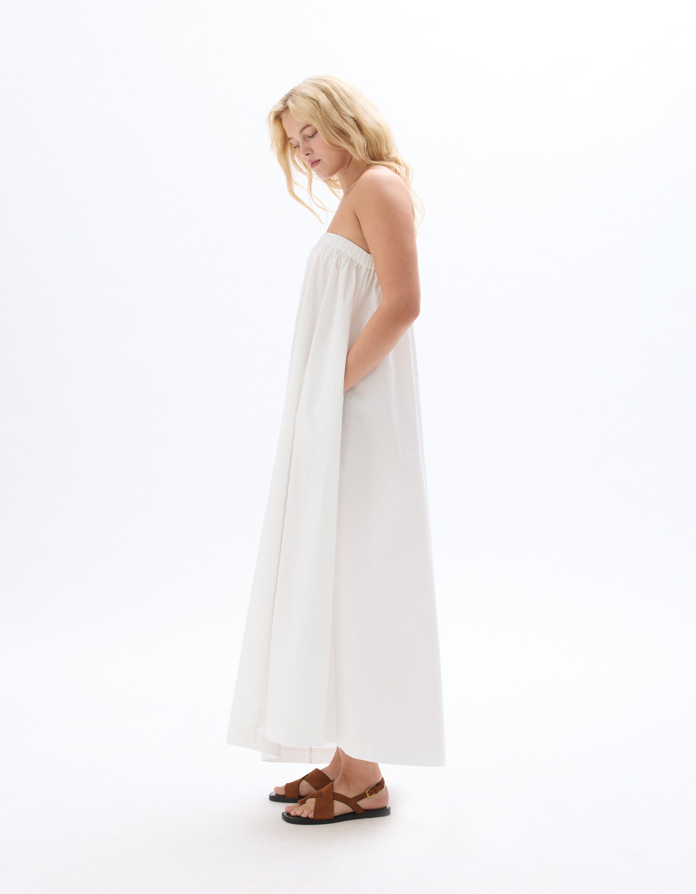 Robe longue une épaule - blanche - celio - Modalova