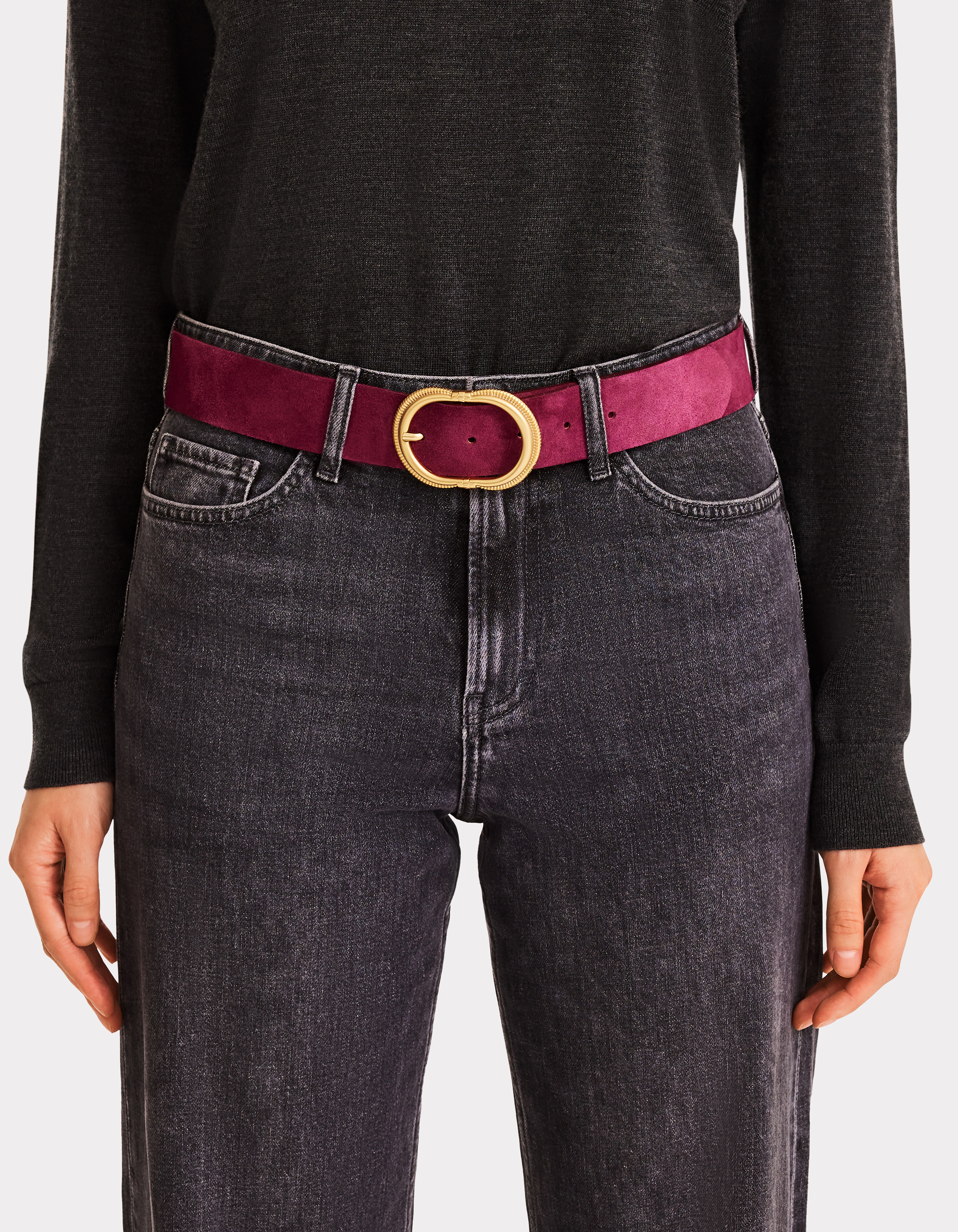 Ceinture en cuir colorée - bordeaux - celio - Modalova