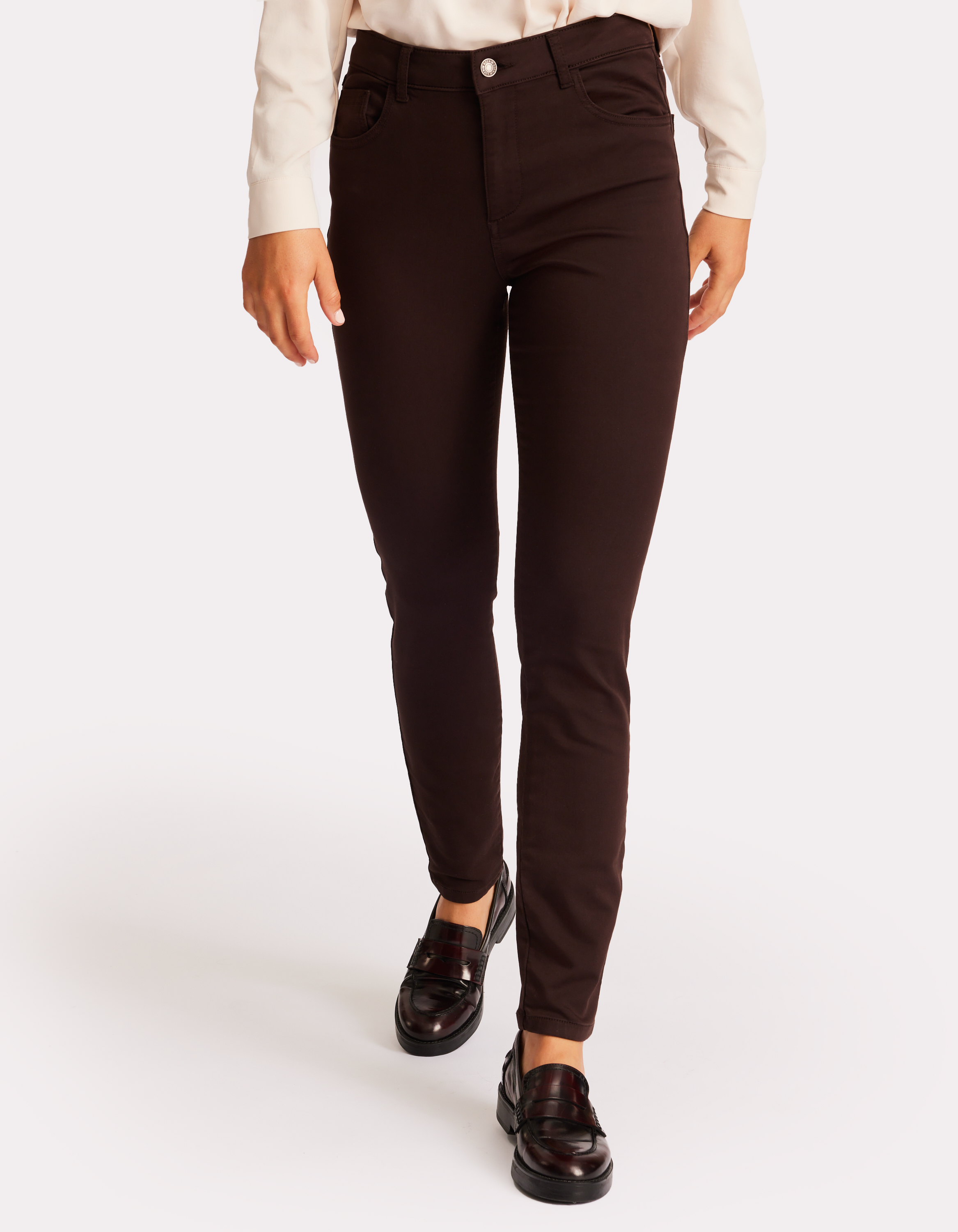 Pantalon slim ultra-extensible - marron - celio - Modalova