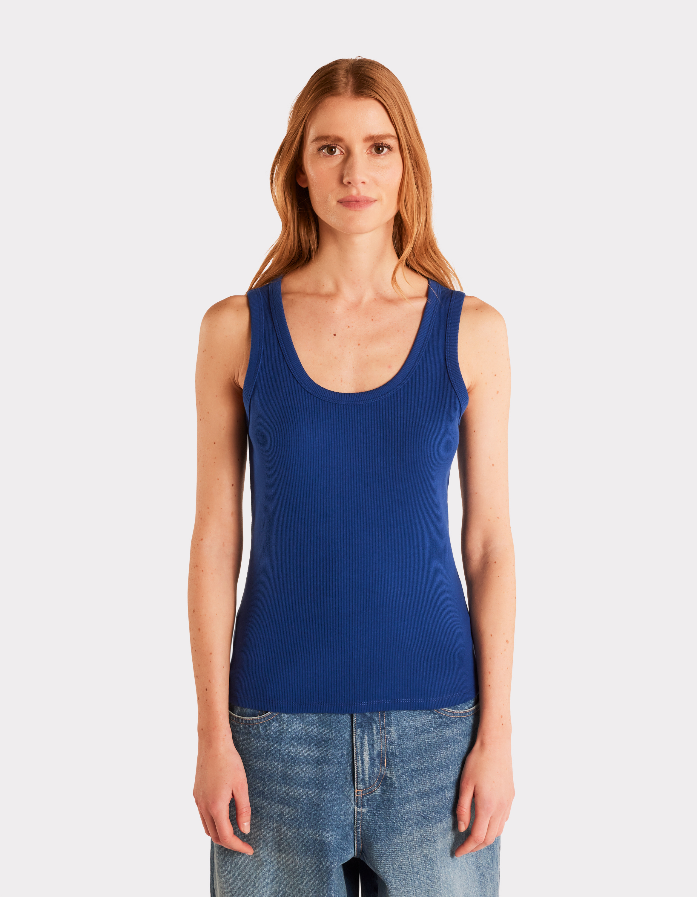 Débardeur côtelé uni - indigo - celio - Modalova