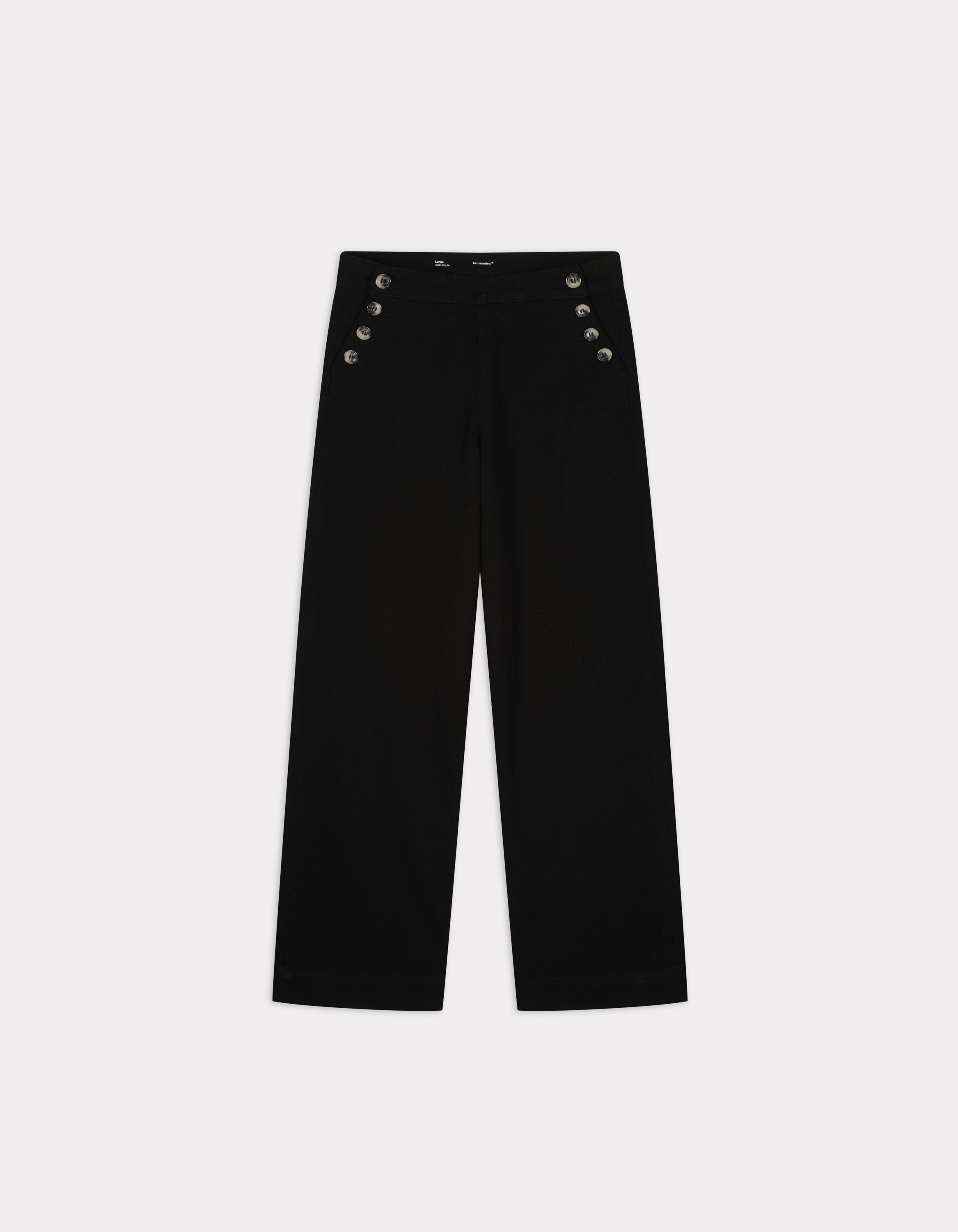 pantalon large à bouton décoratifs - noir