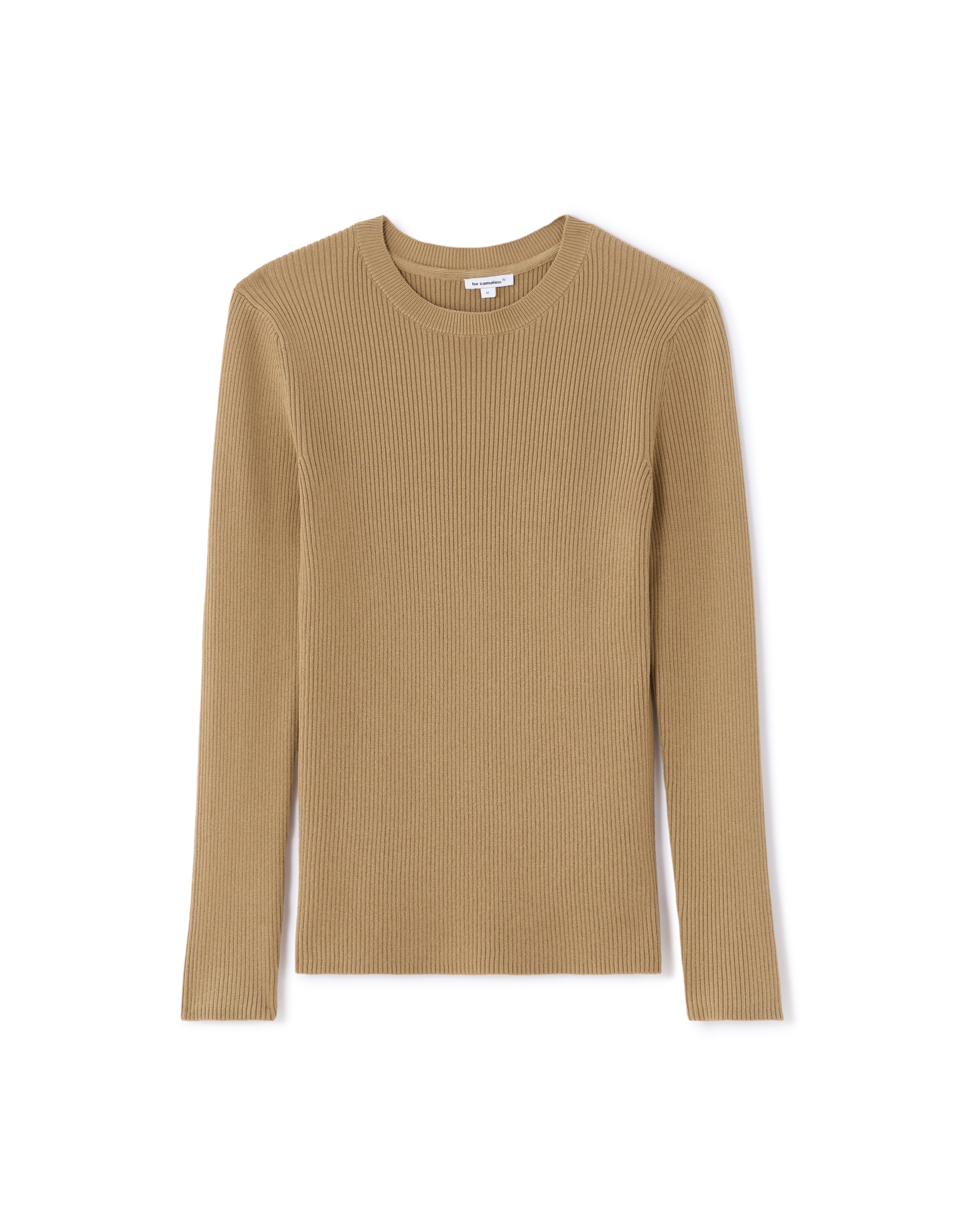 Pull côtelé à manches longues - marron