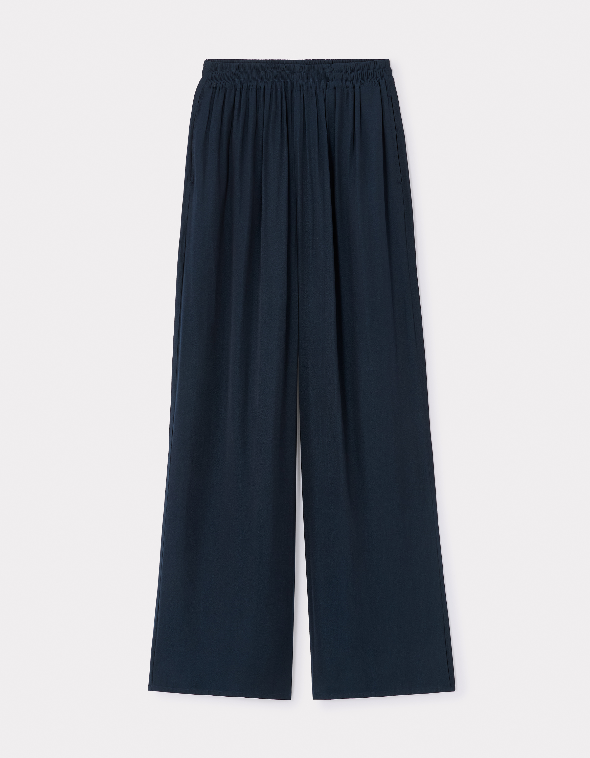 Pantalon fluide en satin - marine