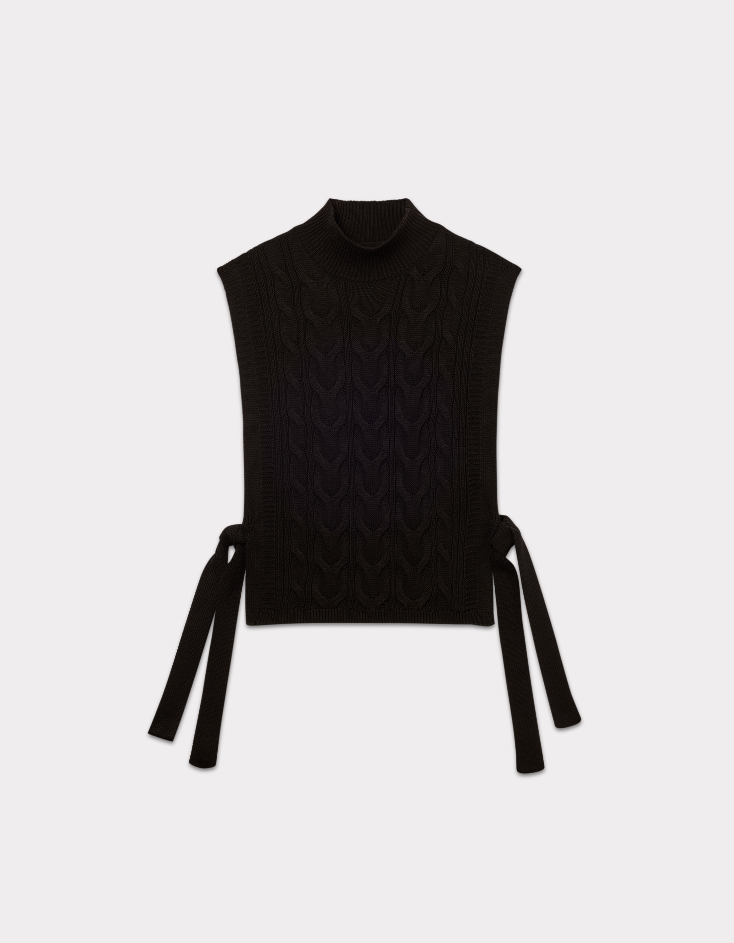 Pull col montant sans manche à nouer - noir